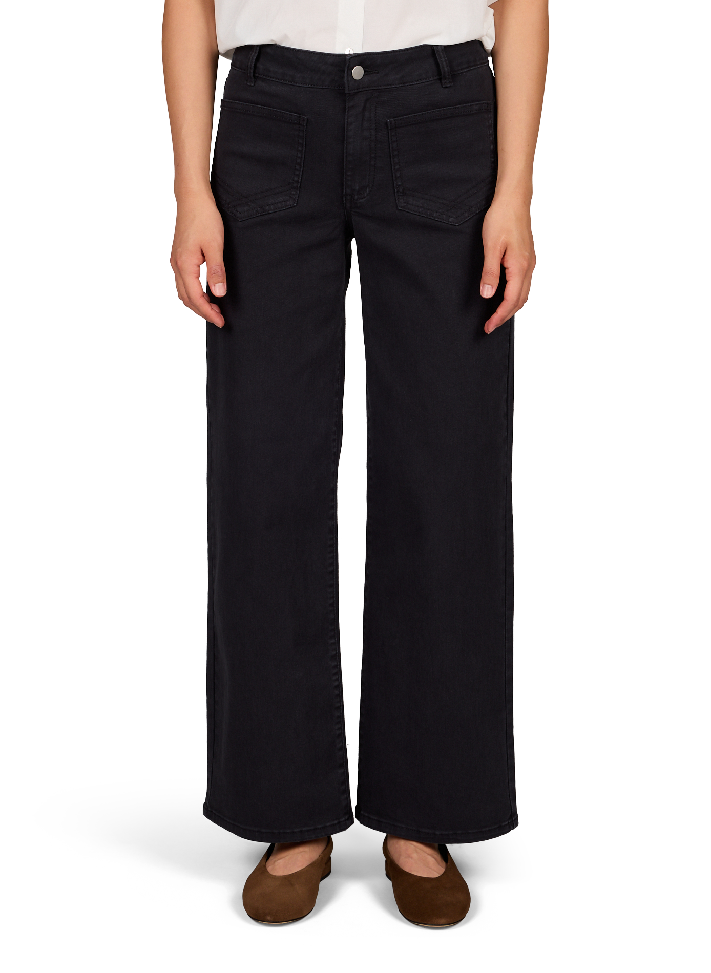 Weite Jeans aus Baumwollmischgewebe VILA Schwarz