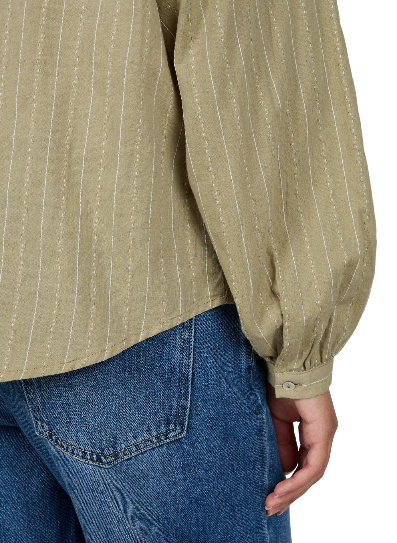 Embroidered ruffled cotton shirt ARTLOVE Green