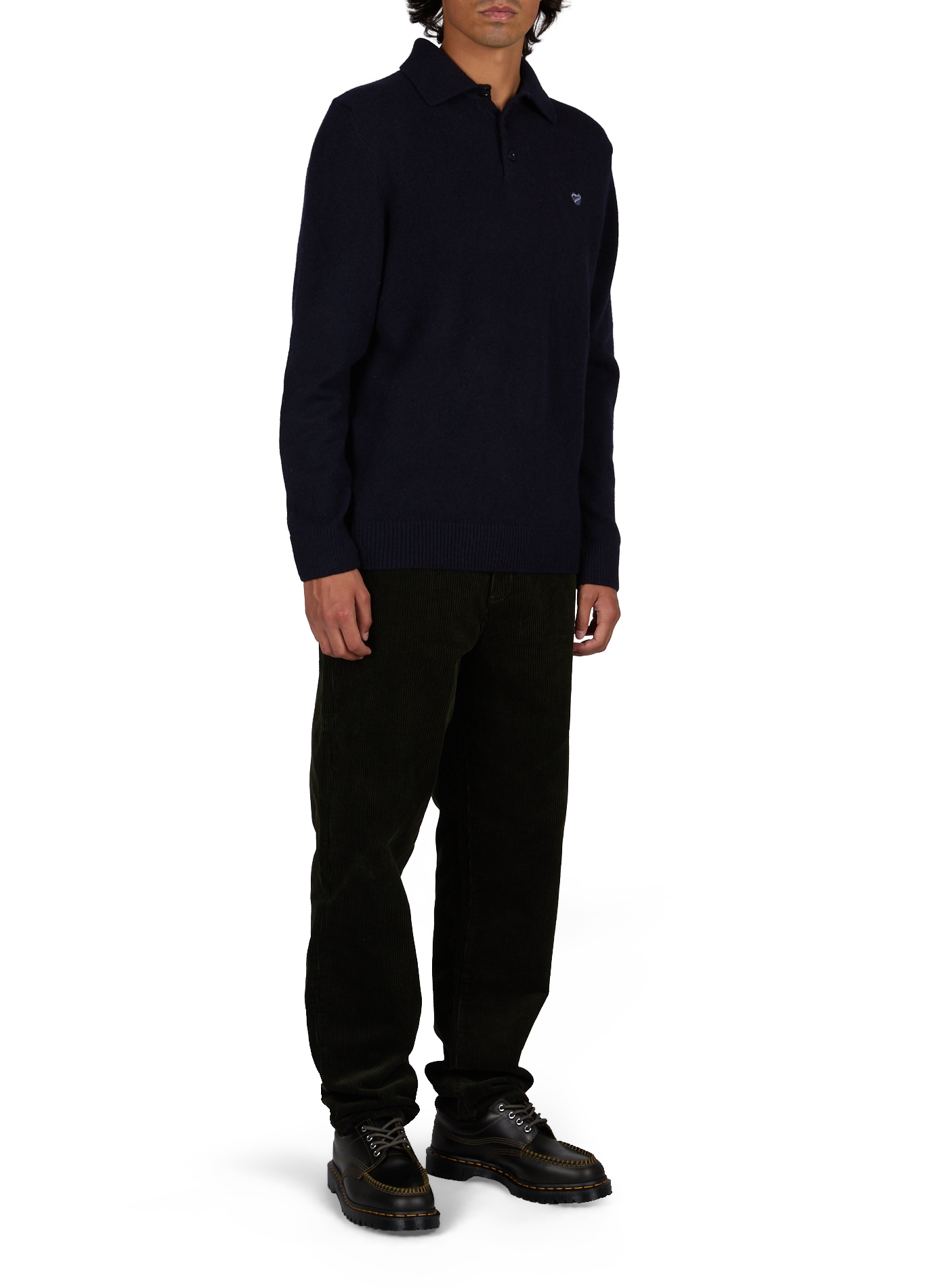 Straight wool long-sleeve polo MAISON LABICHE Blue