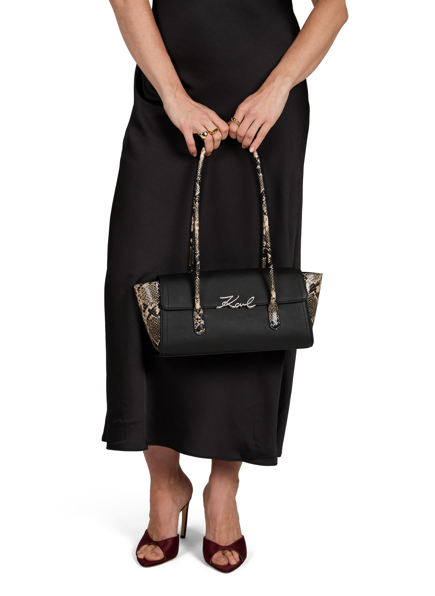 K/Signature shoulder bag in printed mixed leather KARL LAGERFELD No color