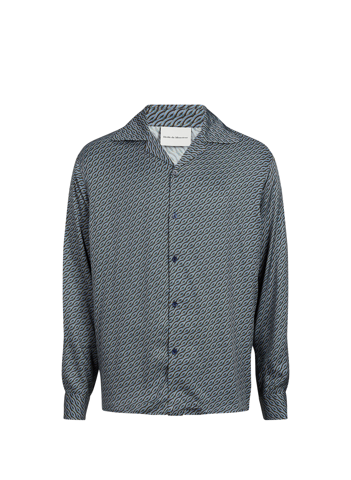 Notcha Satin Shirt with Cable Knit Detail DROLE DE MONSIEUR Blue