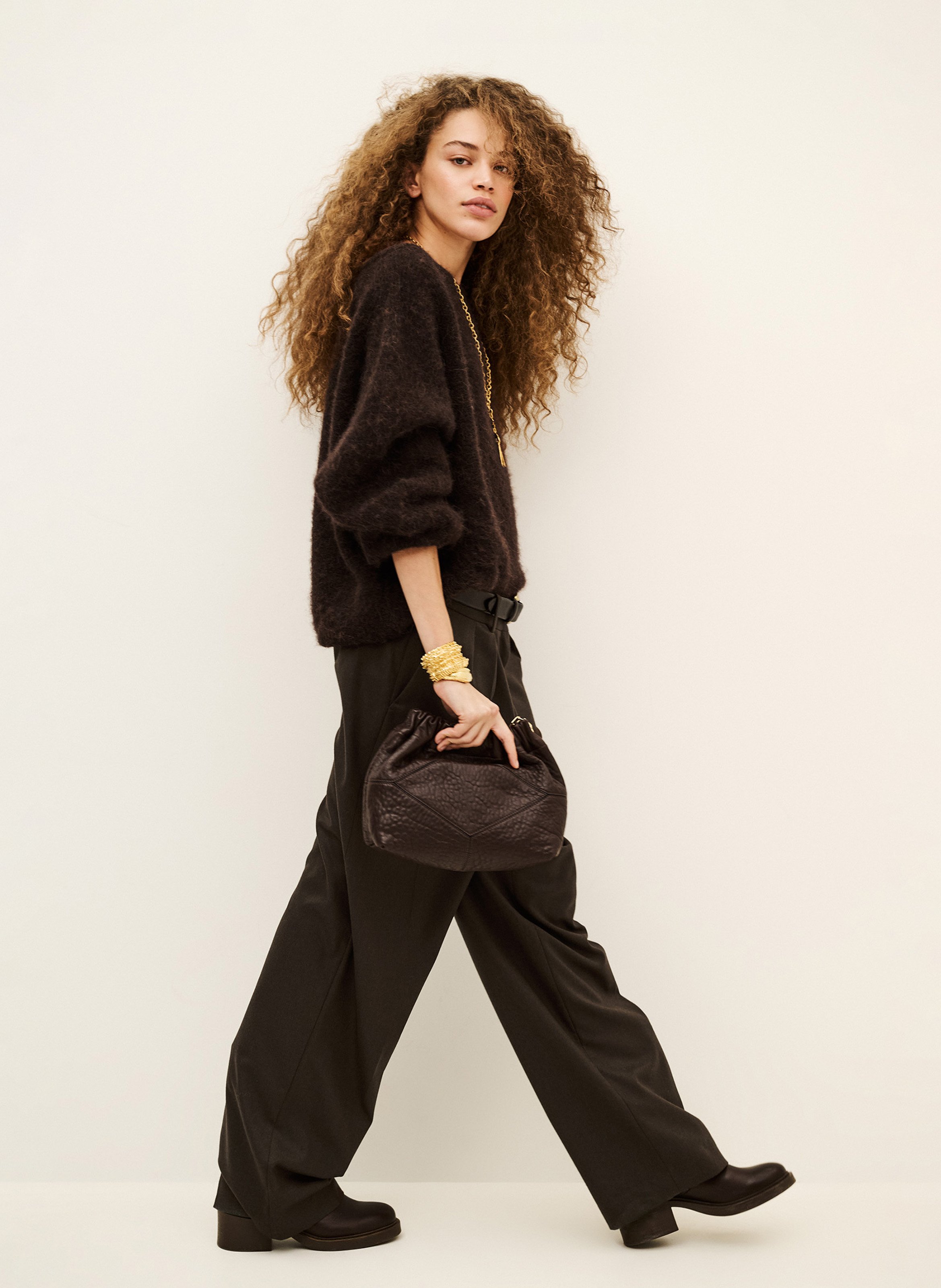 Pantalon large à pinces uni twani | Marron BA&SH Femme