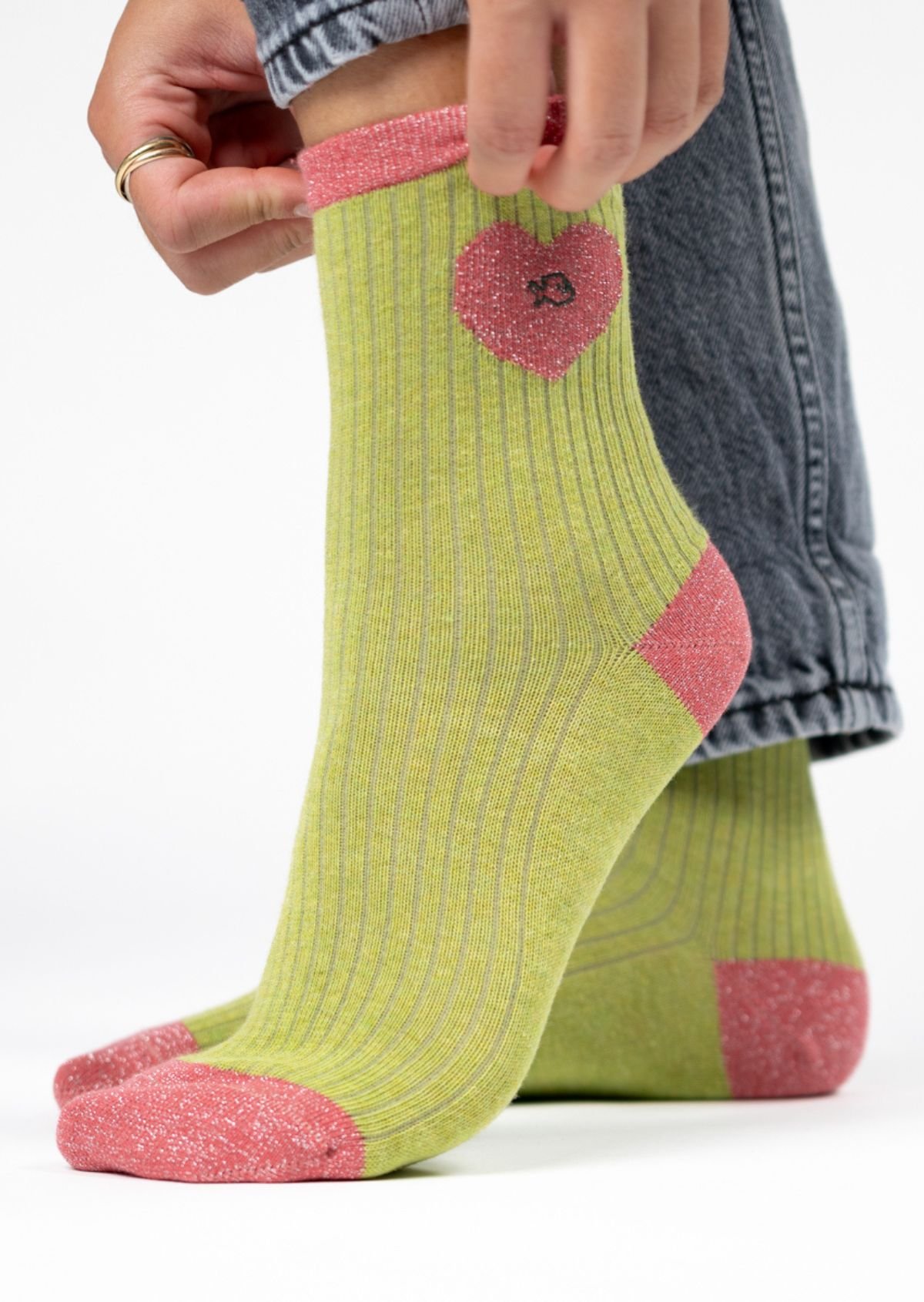 Chaussettes en coton peigné coeur BILLYBELT Vert