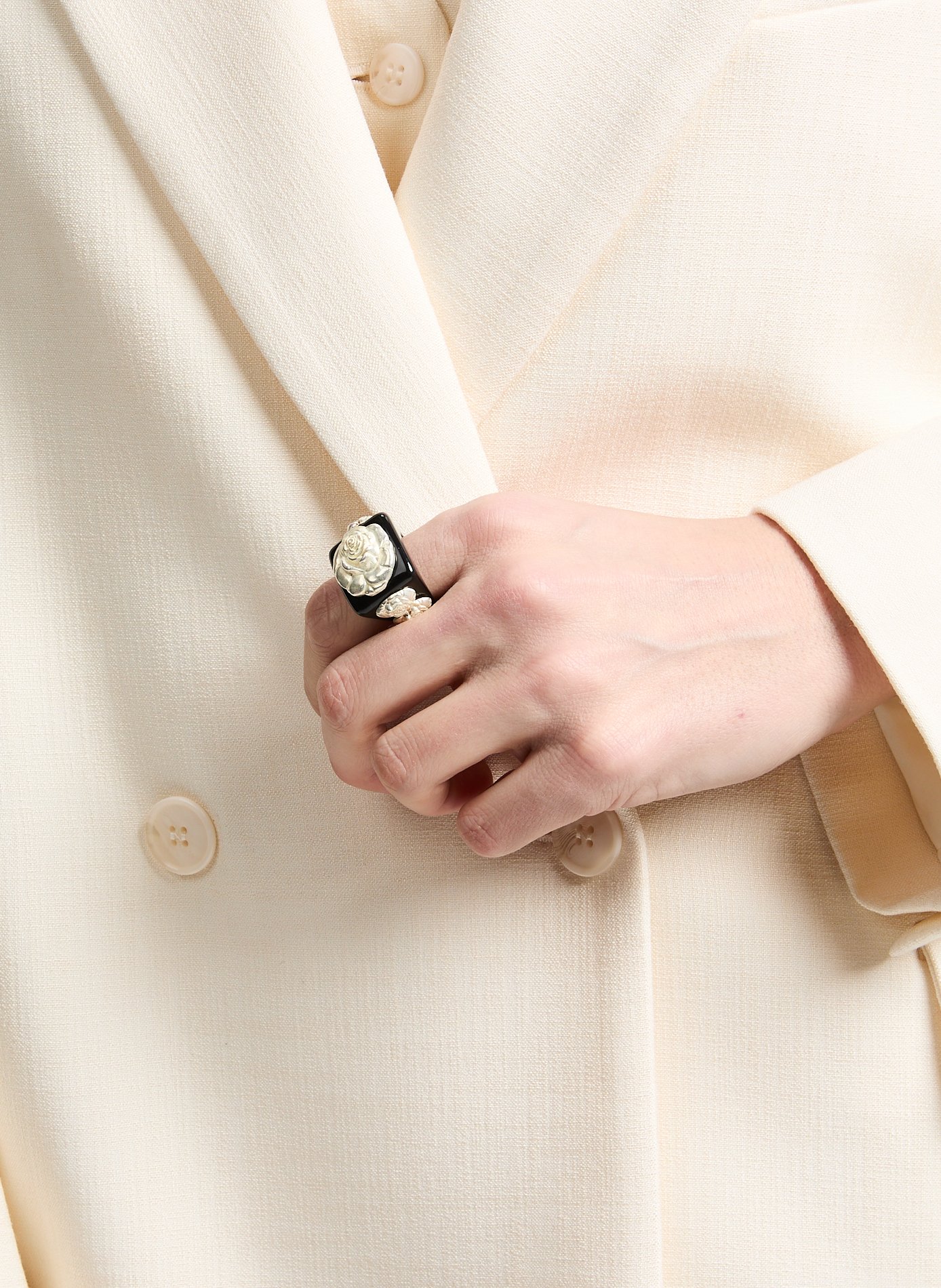 Bague Black on Silver Roseton  LA MANSO Multicolore