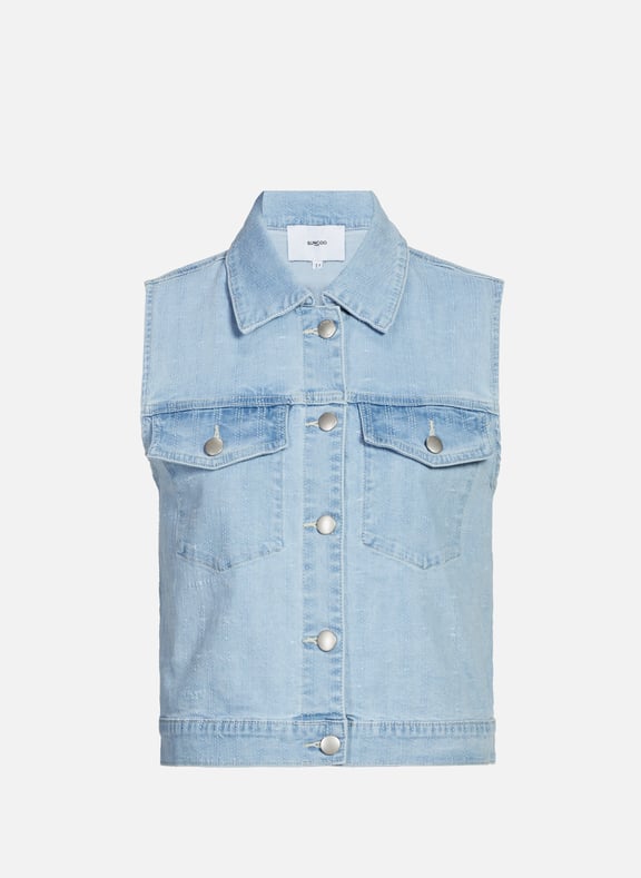 Veste sans manches en denim de coton Bleu by SUNCOO SUNCOO Veste sans manches en denim de coton Bleu