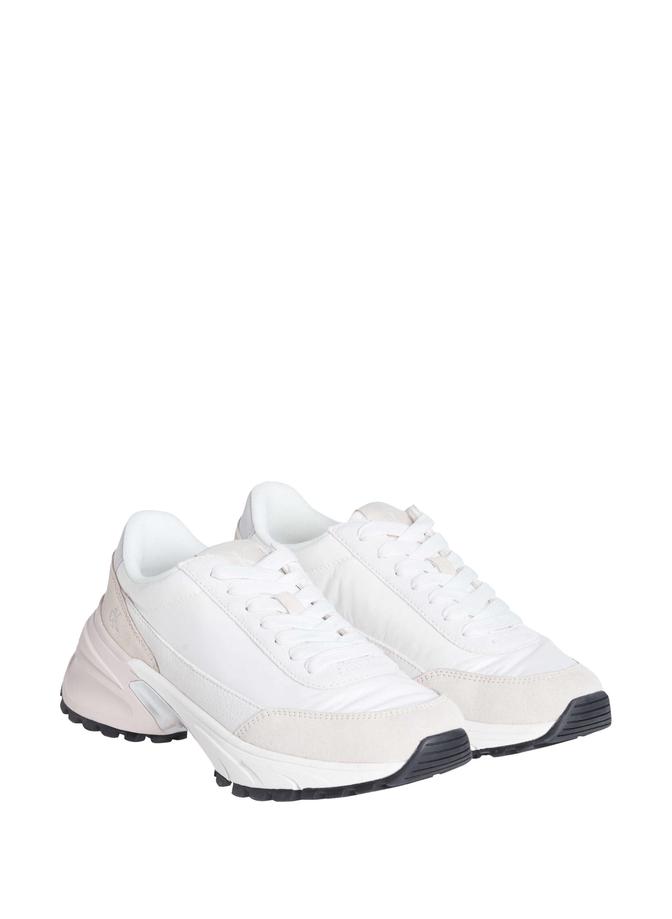 Sneakers with printed logo in suede leather CALVIN KLEIN White