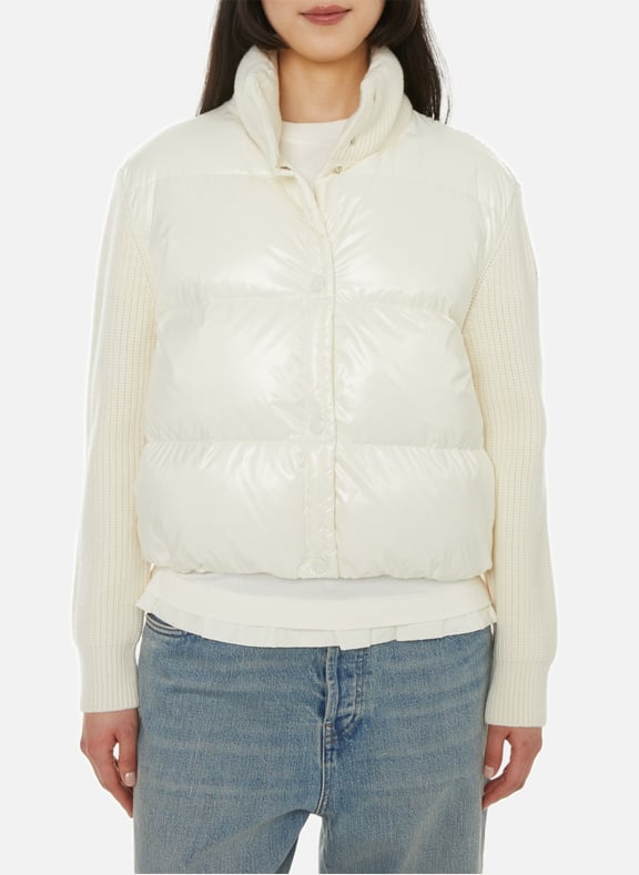 Gilet avec empiècements matelassés Blanc by MONCLER MONCLER Gilet avec empiècements matelassés Blanc