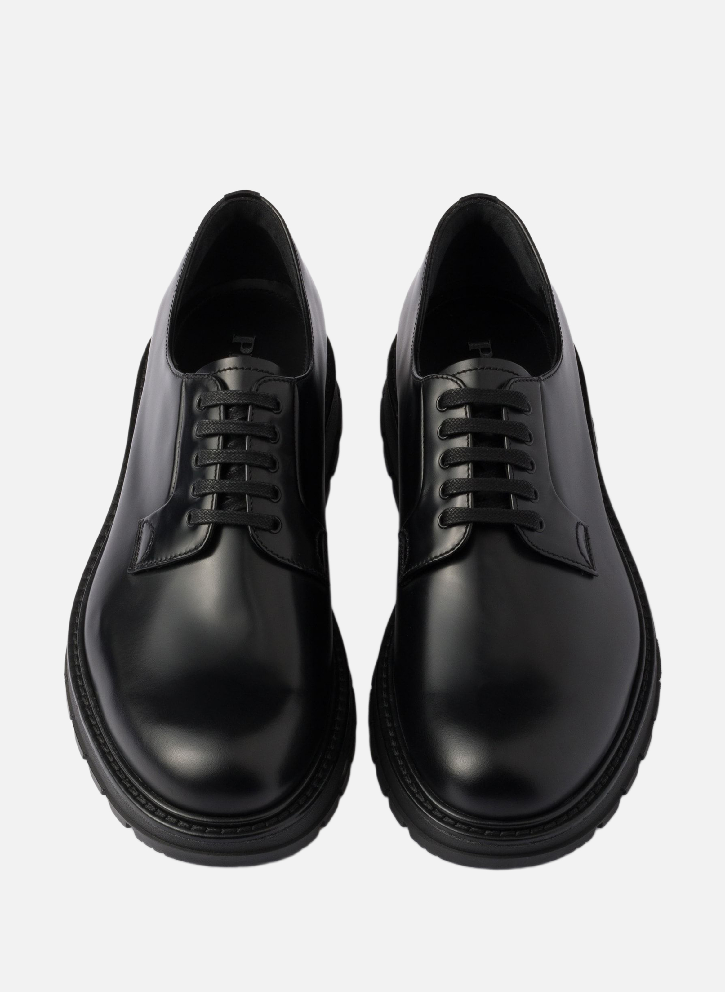 Chaussures à lacets en cuir brossé PRADA Noir