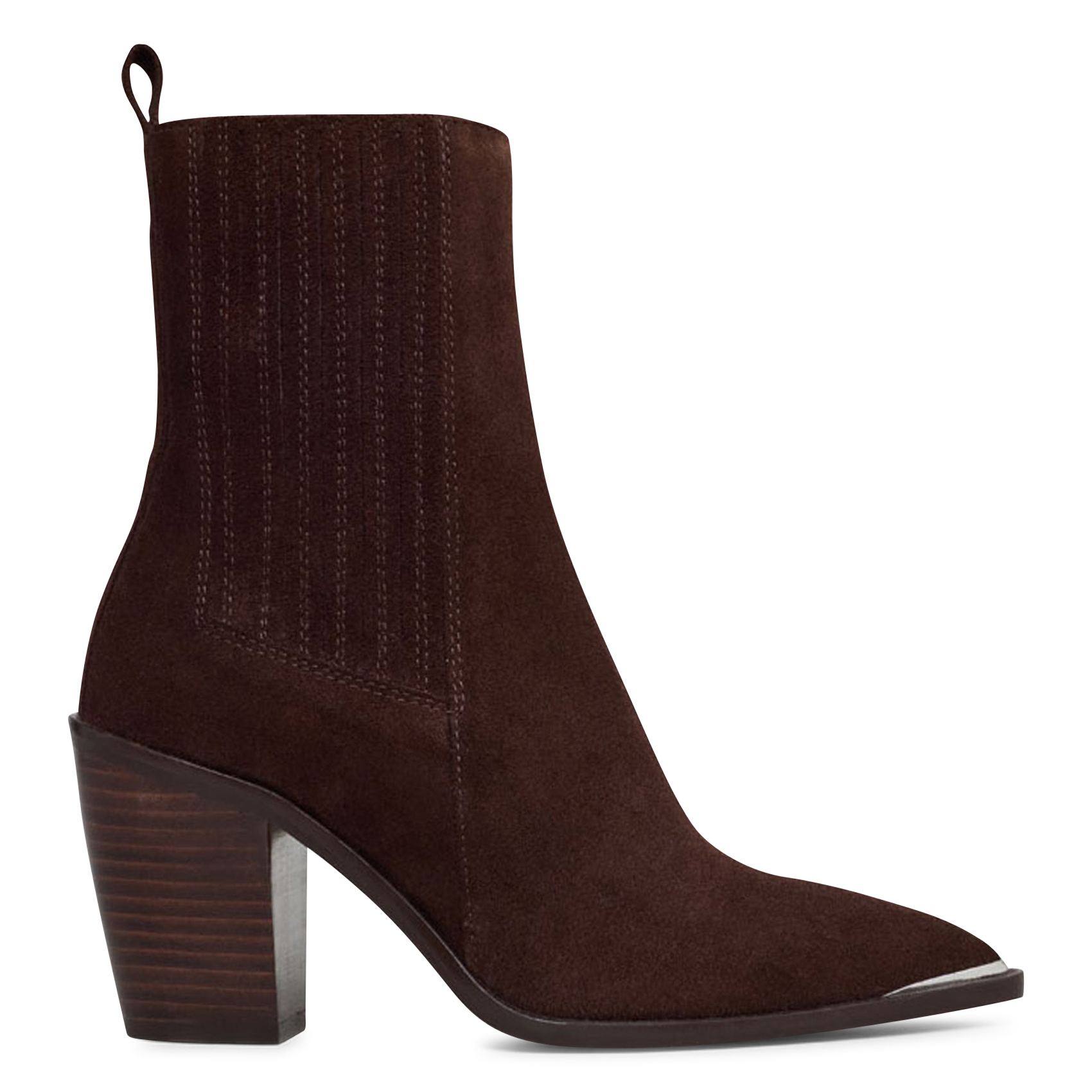 Bottines western talons hauts bout pointu en cuir Basama JONAK Marron
