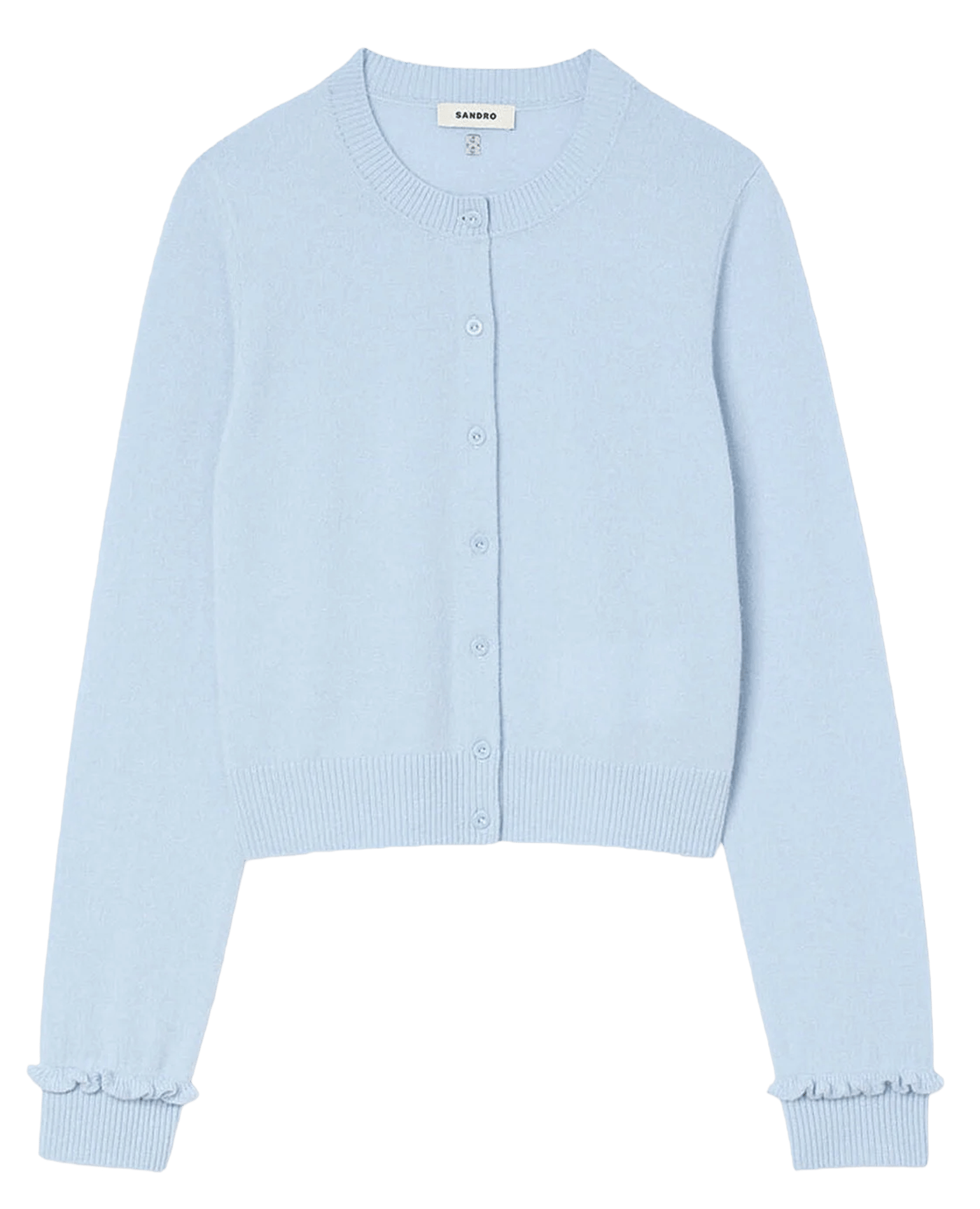 Gilet col rond en laine et en cachemire mélangés SANDRO Bleu