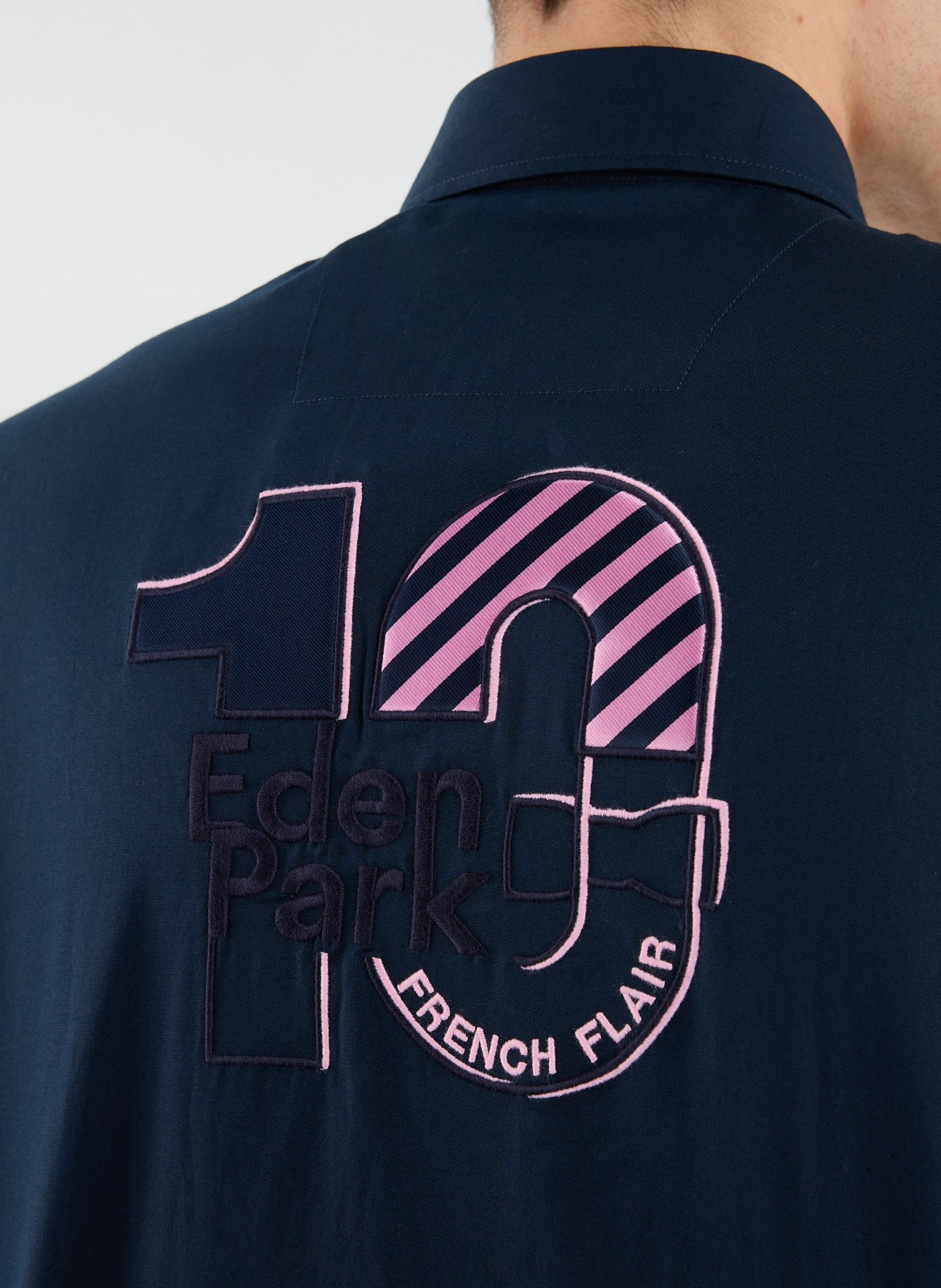 Straight shirt in embroidered pinpoint cotton EDEN PARK Blue