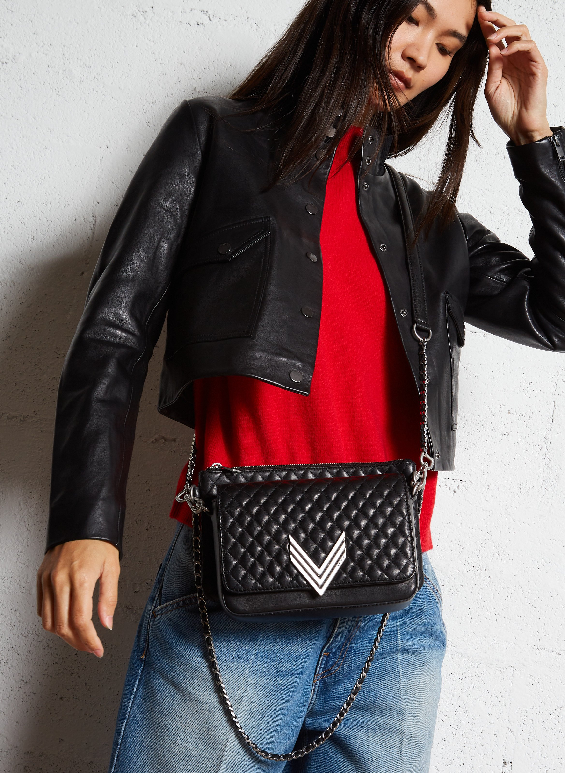 Sac bandoulière en cuir IKKS Noir