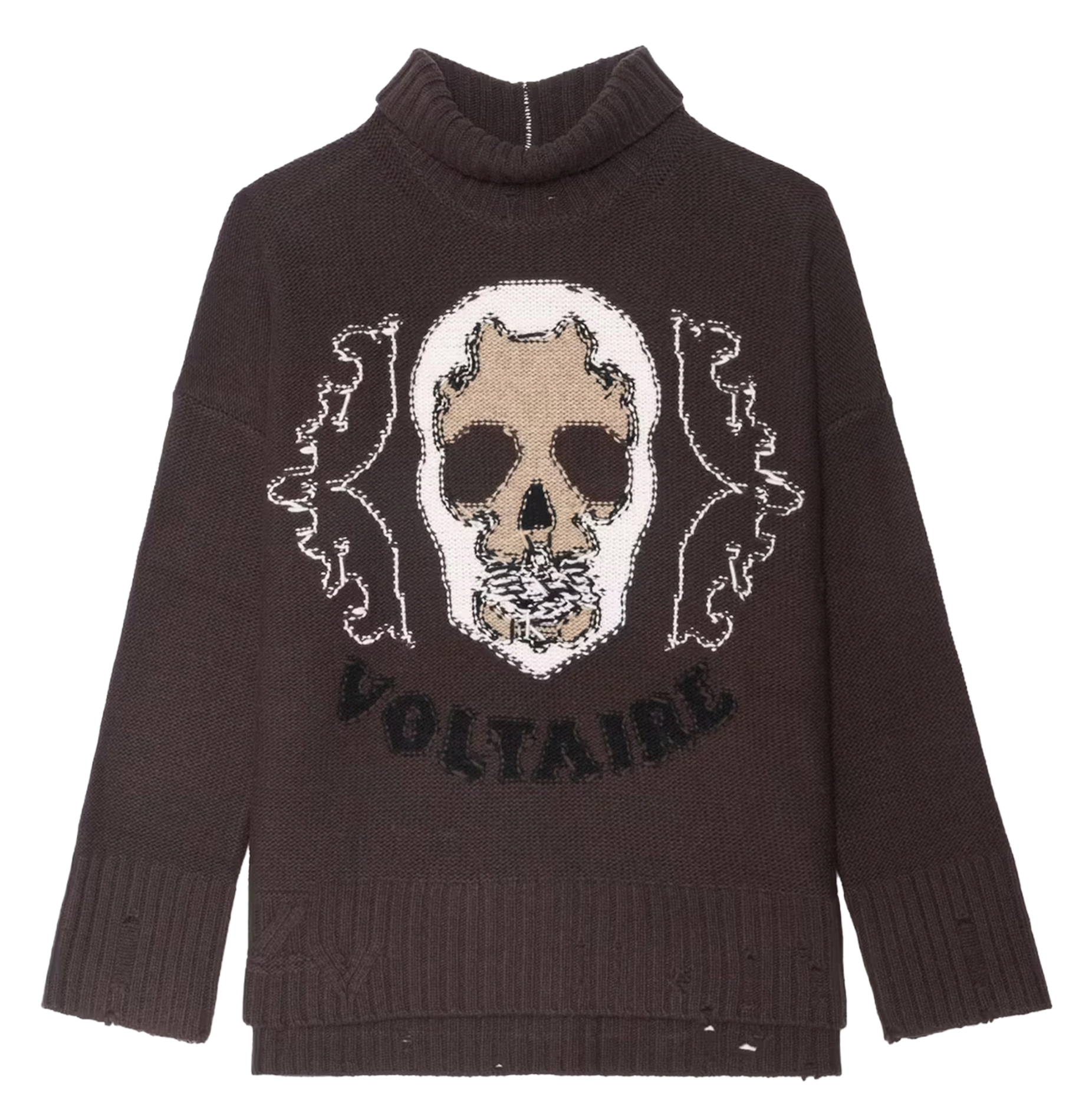 Pull col montant imprimé en laine bleeza ZADIG&VOLTAIRE Marron