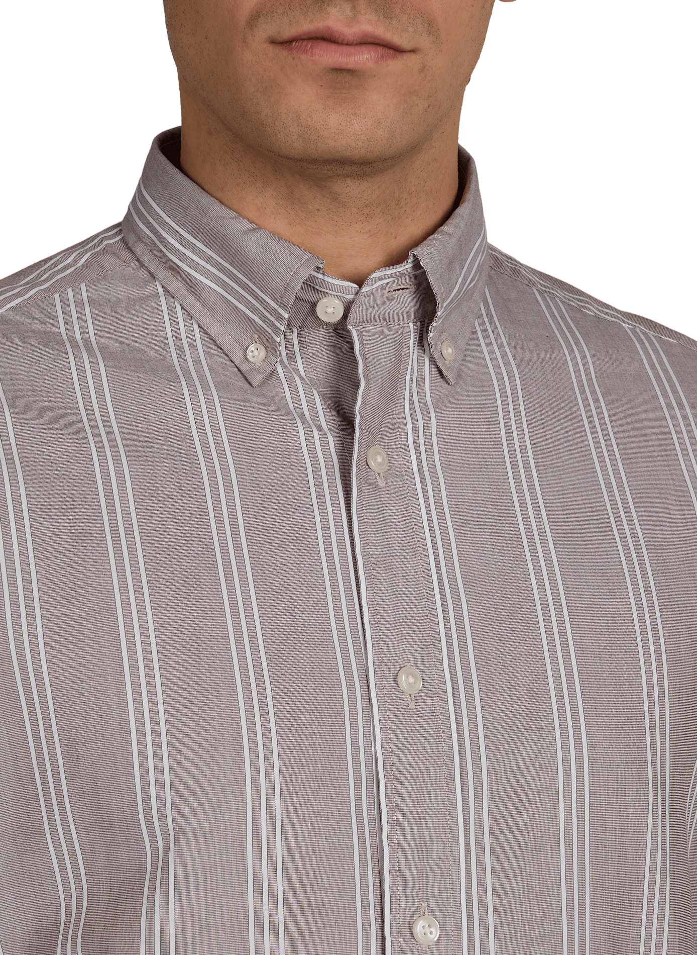 Chemise à rayures col américain en coton GANT Marron