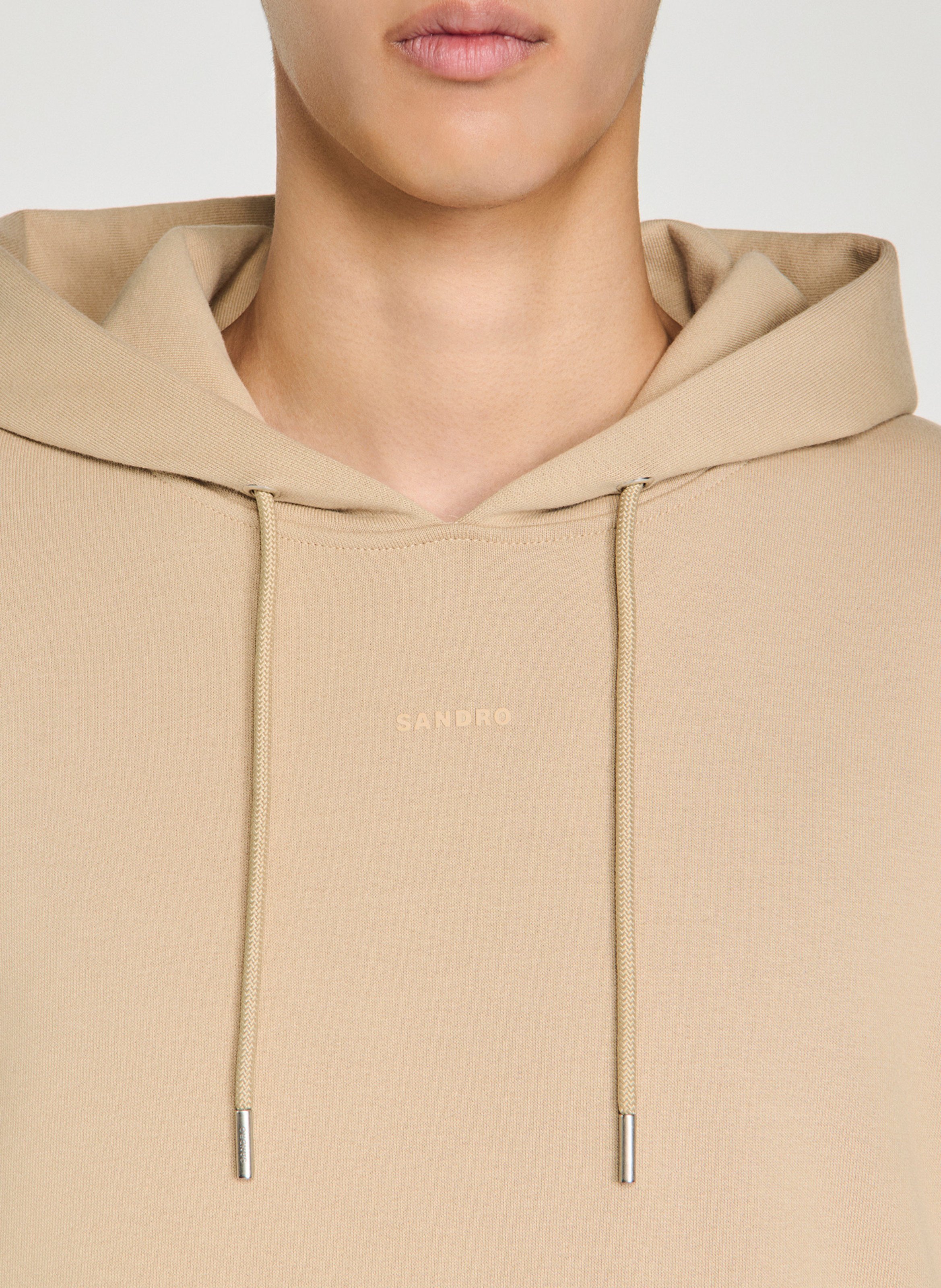 Sweat à capuche en coton SANDRO Beige