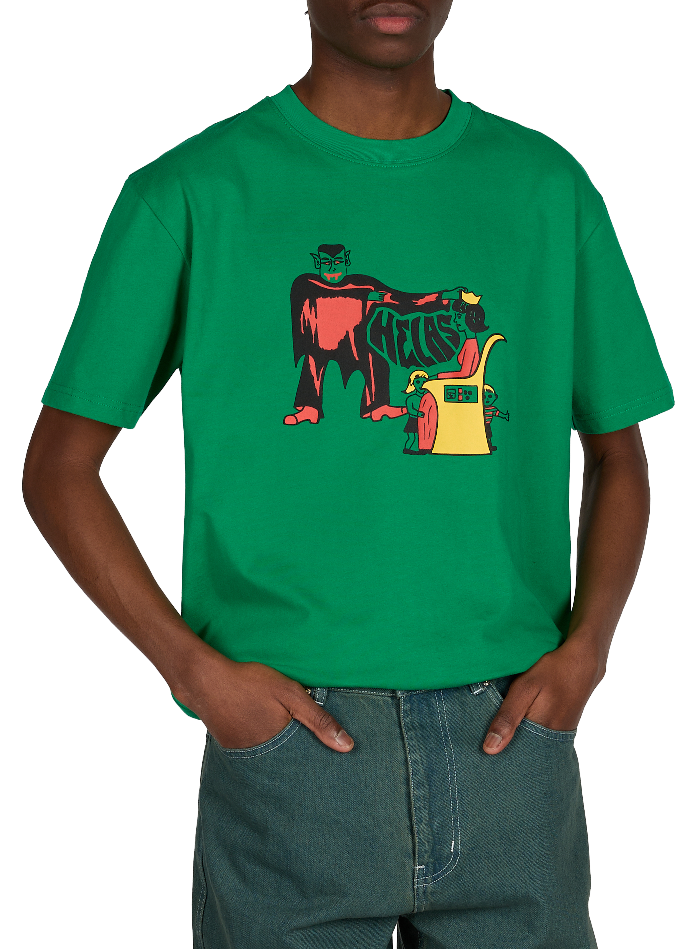 Straight Vampire cotton T-shirt HELAS CAPS Green