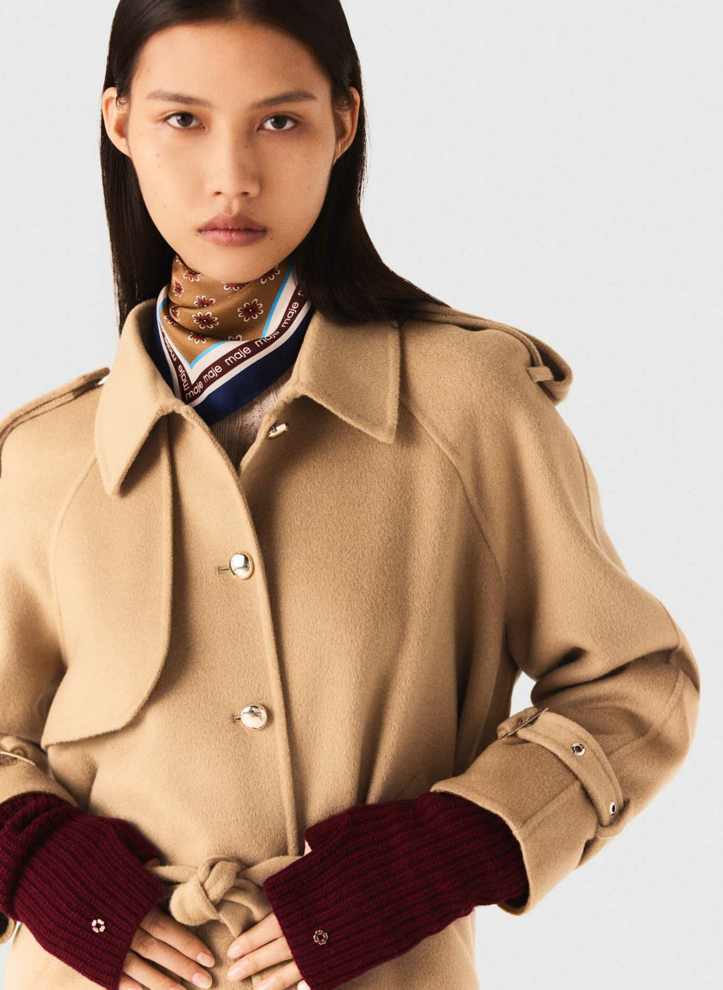 Trench col classique en laine mélangée MAJE Beige