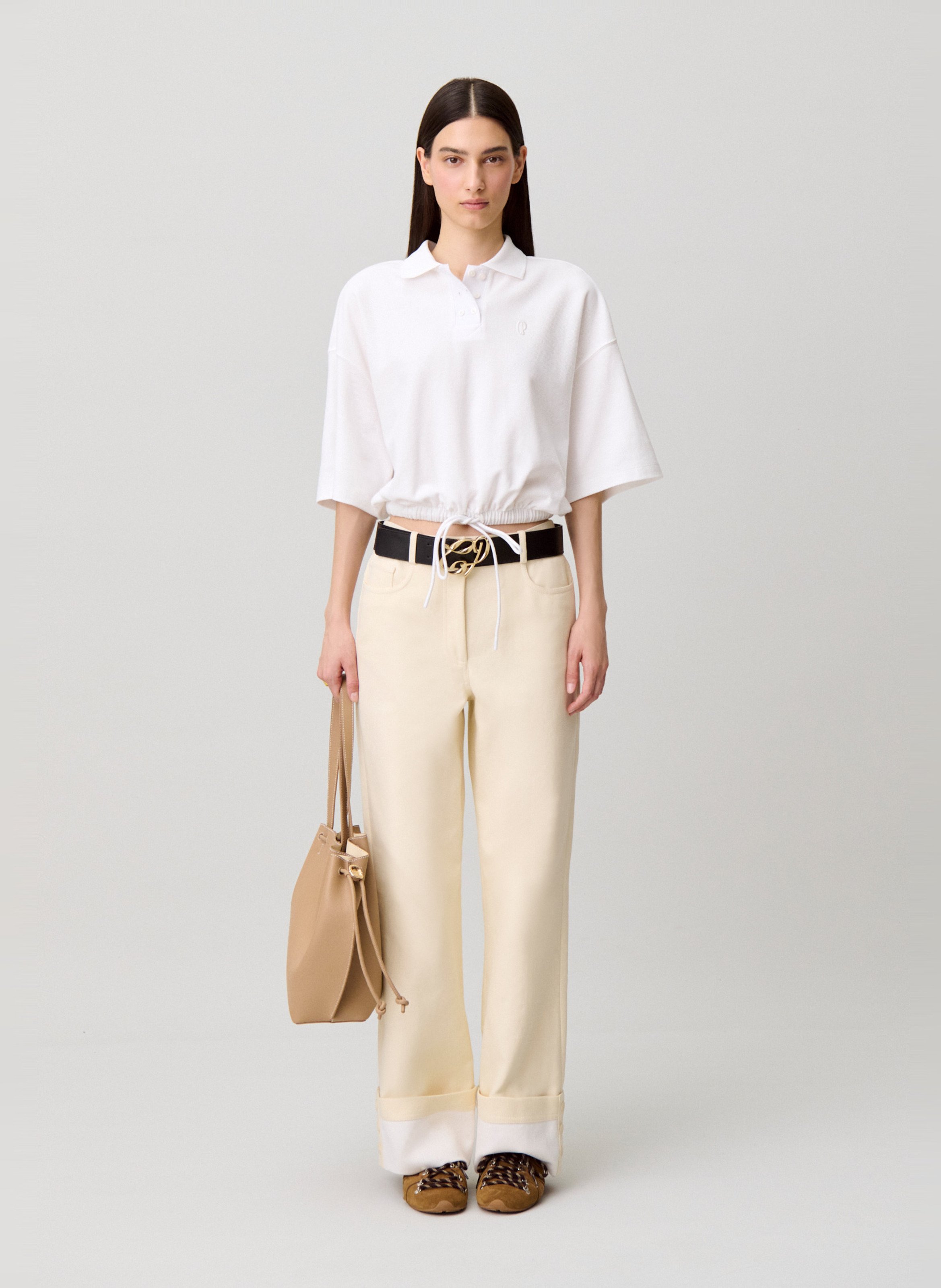 Jean droit en coton CLAUDIE PIERLOT Beige