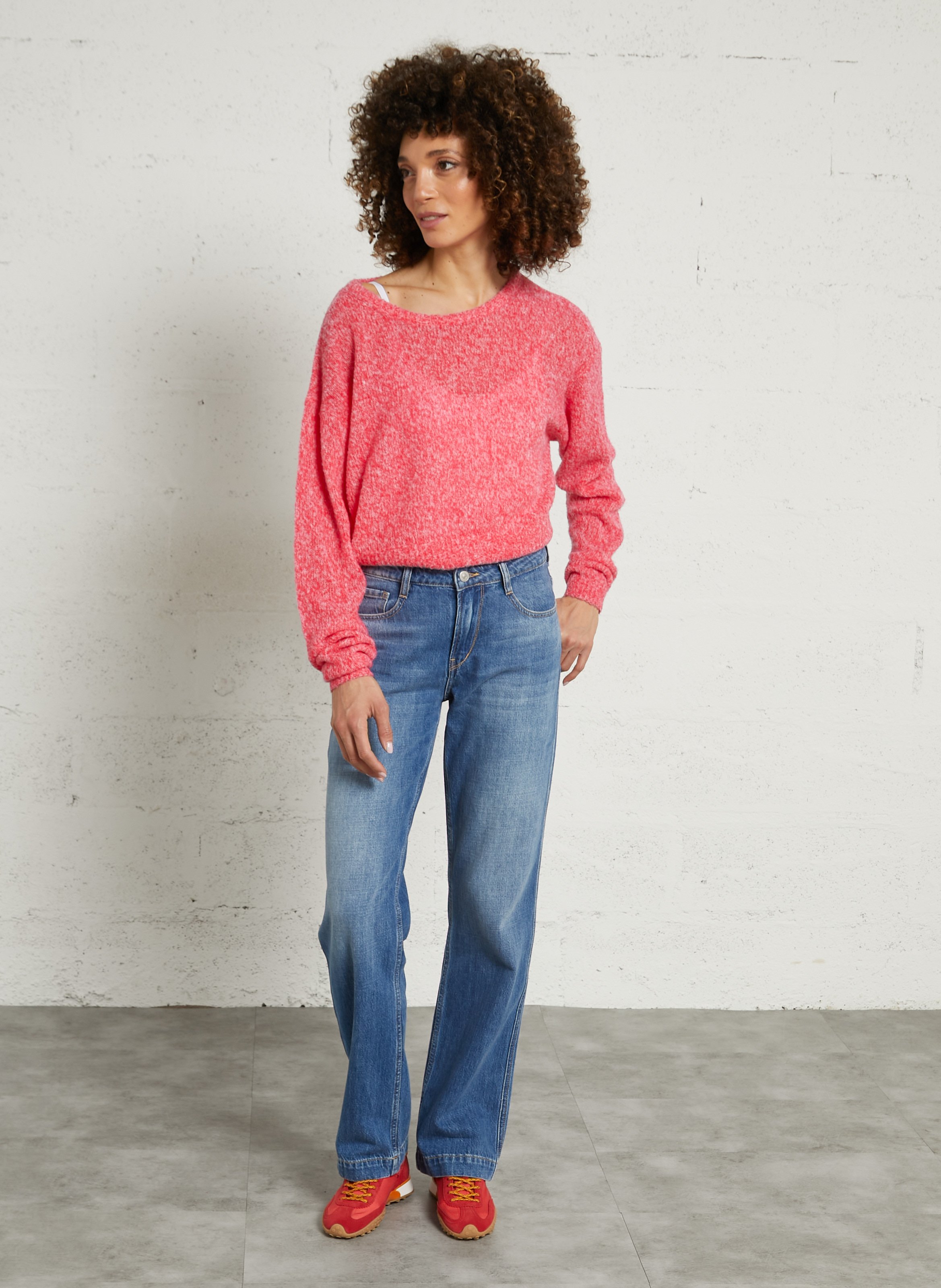 Pull oversize col rond en laine mélangée nuggy AMERICAN VINTAGE Rouge