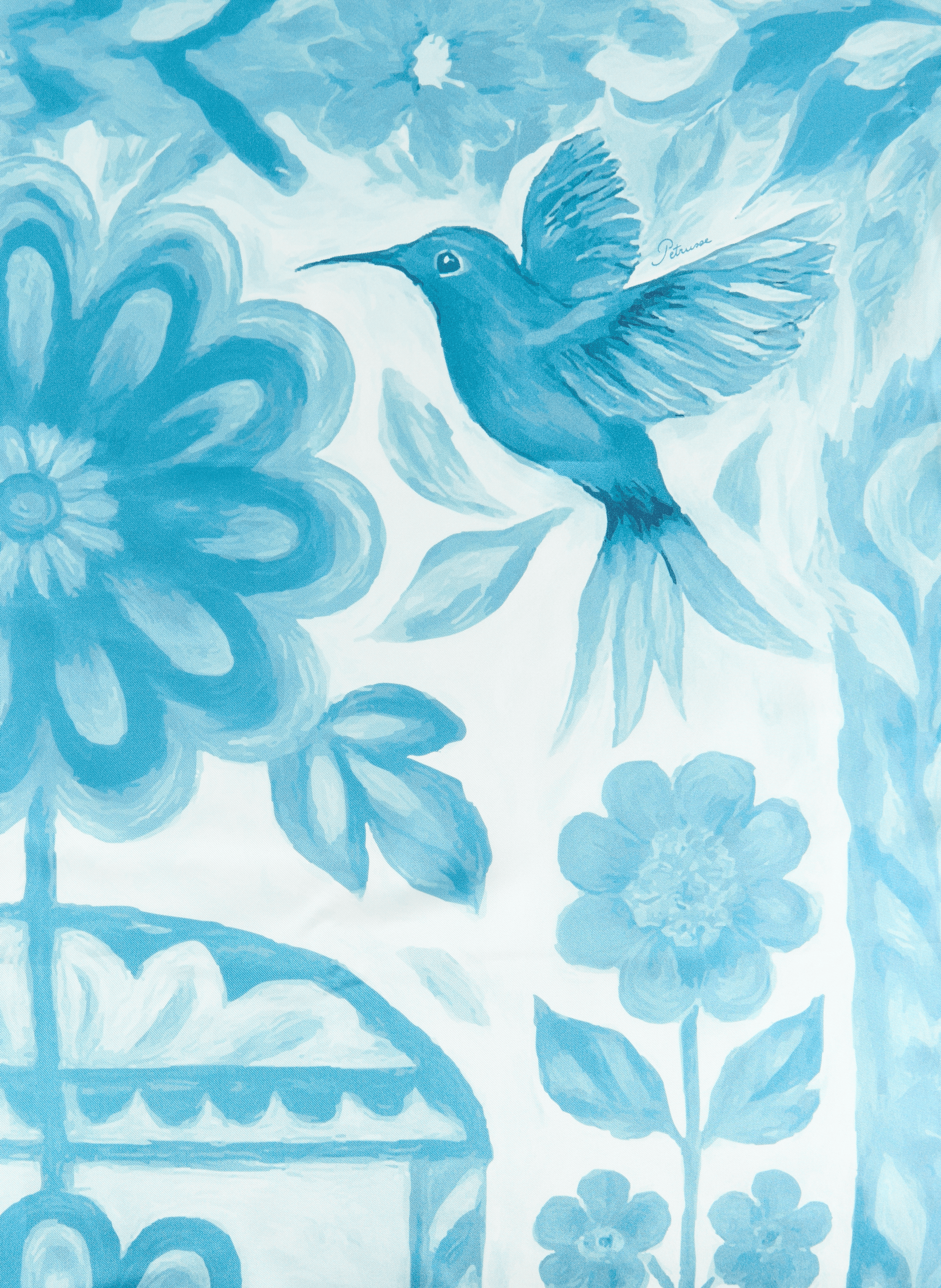 Carré de soie imprimé PETRUSSE Bleu