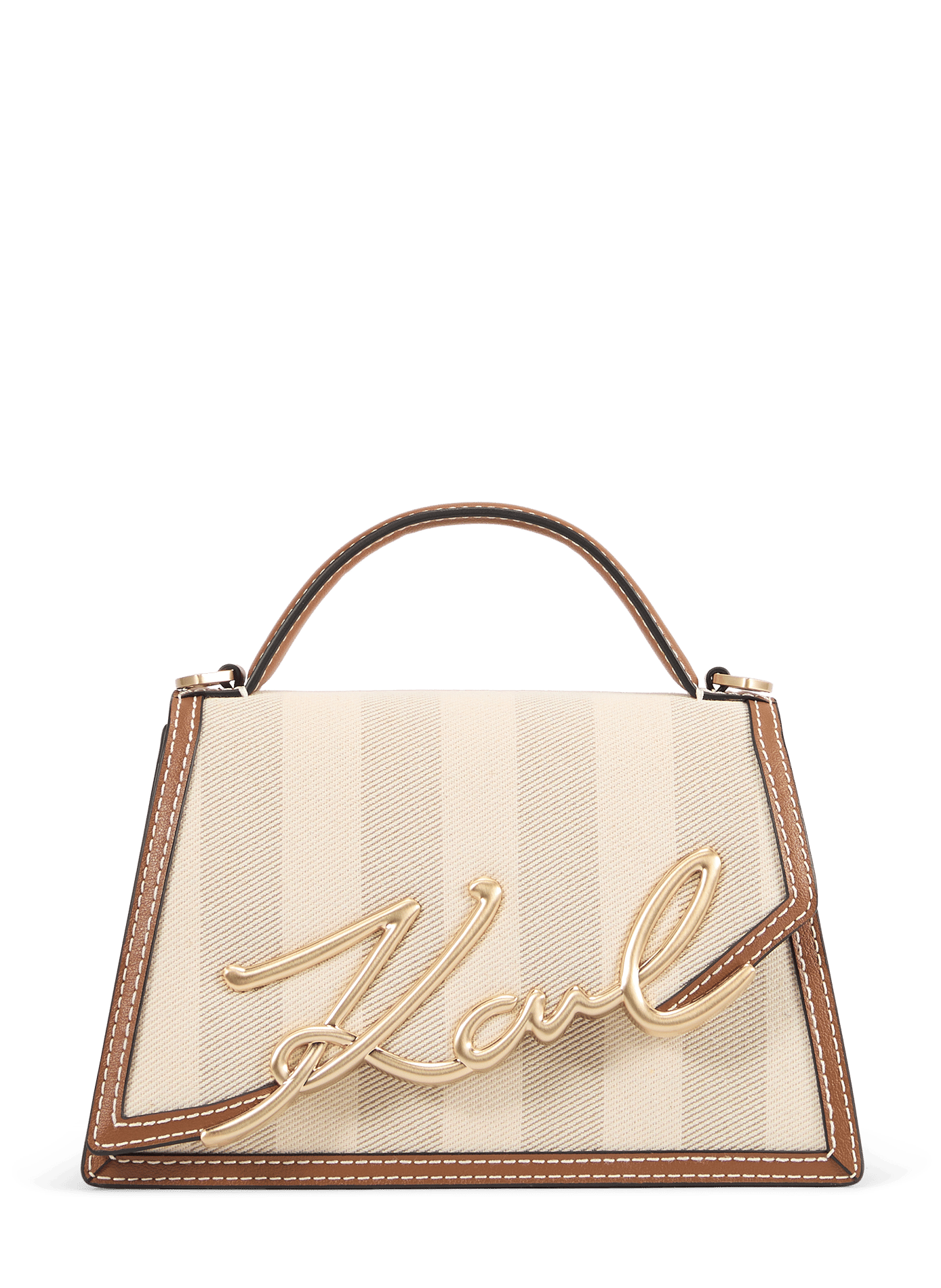 Sac à main K Signature en coton KARL LAGERFELD Beige
