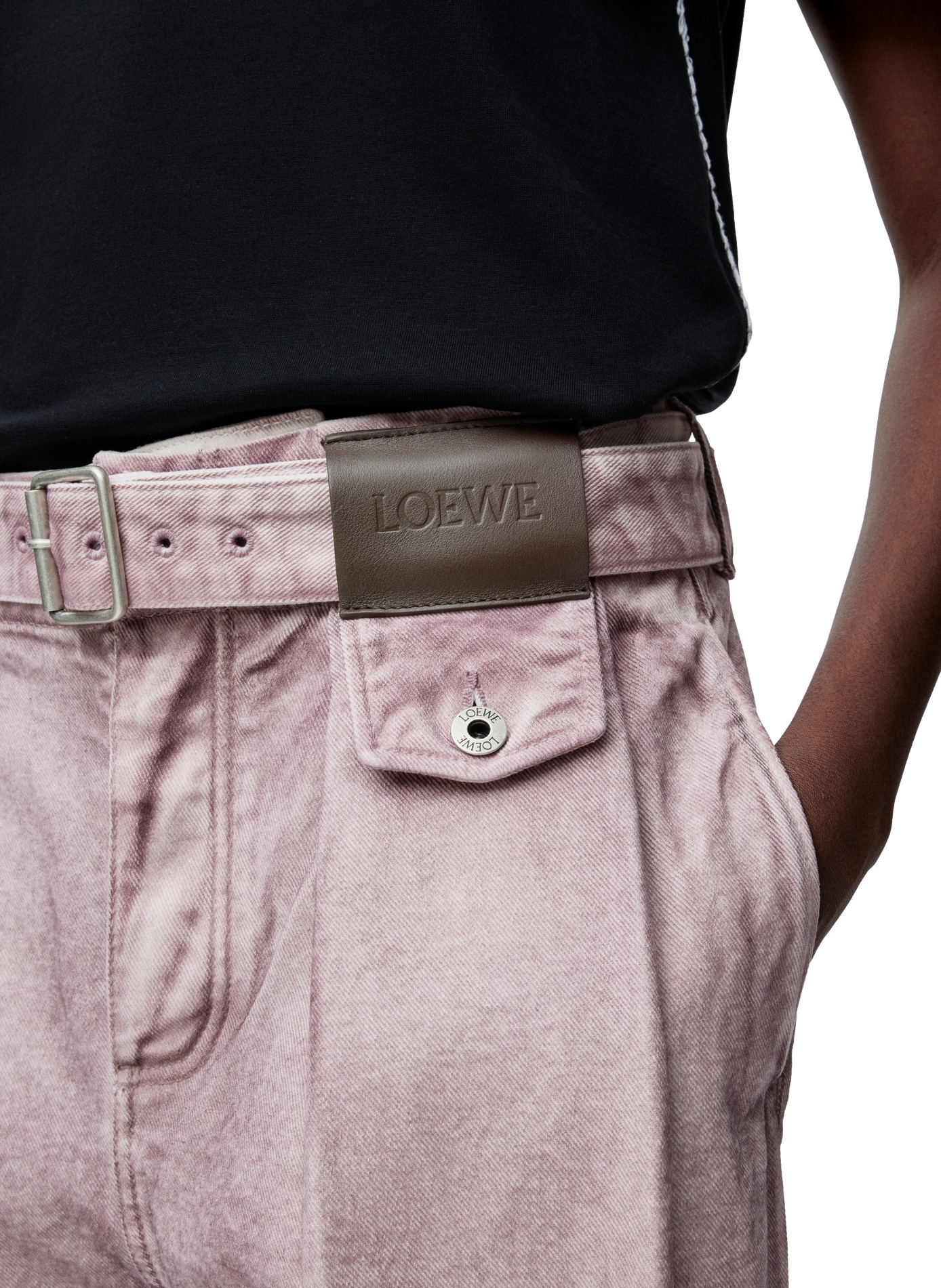 Wide-leg jeans with cotton denim belt LOEWE Pink