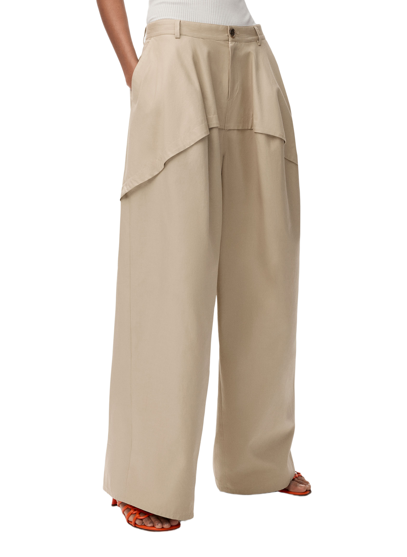 Asymmetrical cotton pants LOEWE Beige