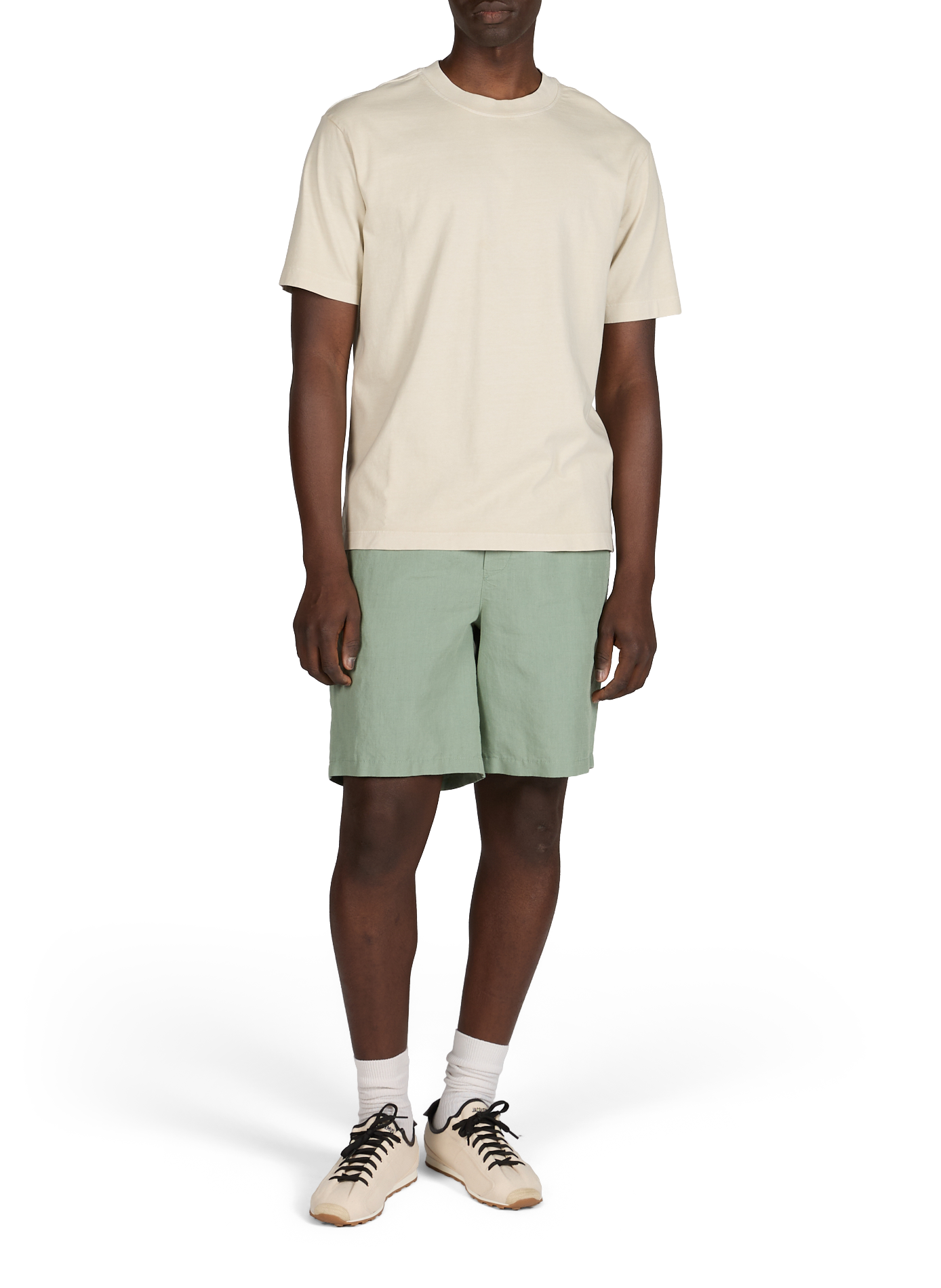 Straight linen and cotton shorts MINIMUM Green