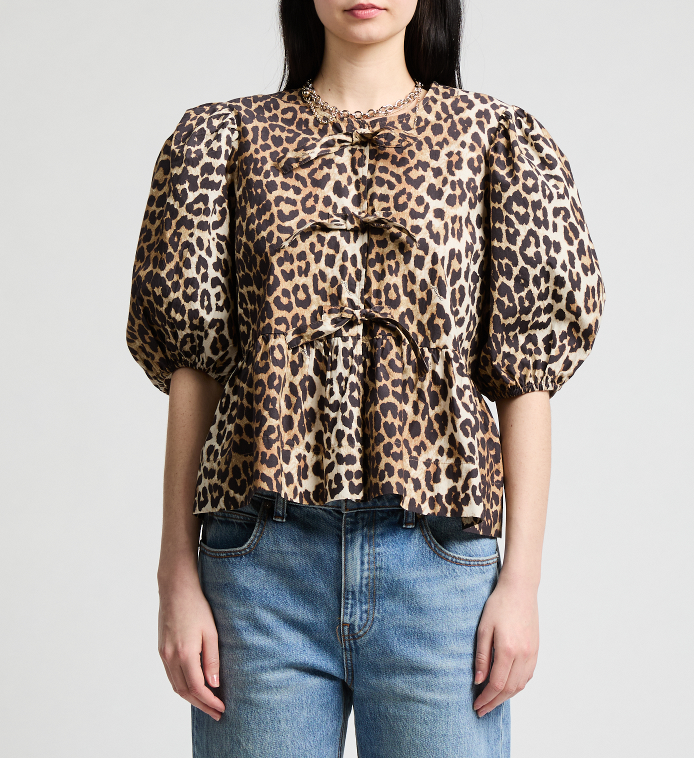 Leopard print top GANNI Multicolour