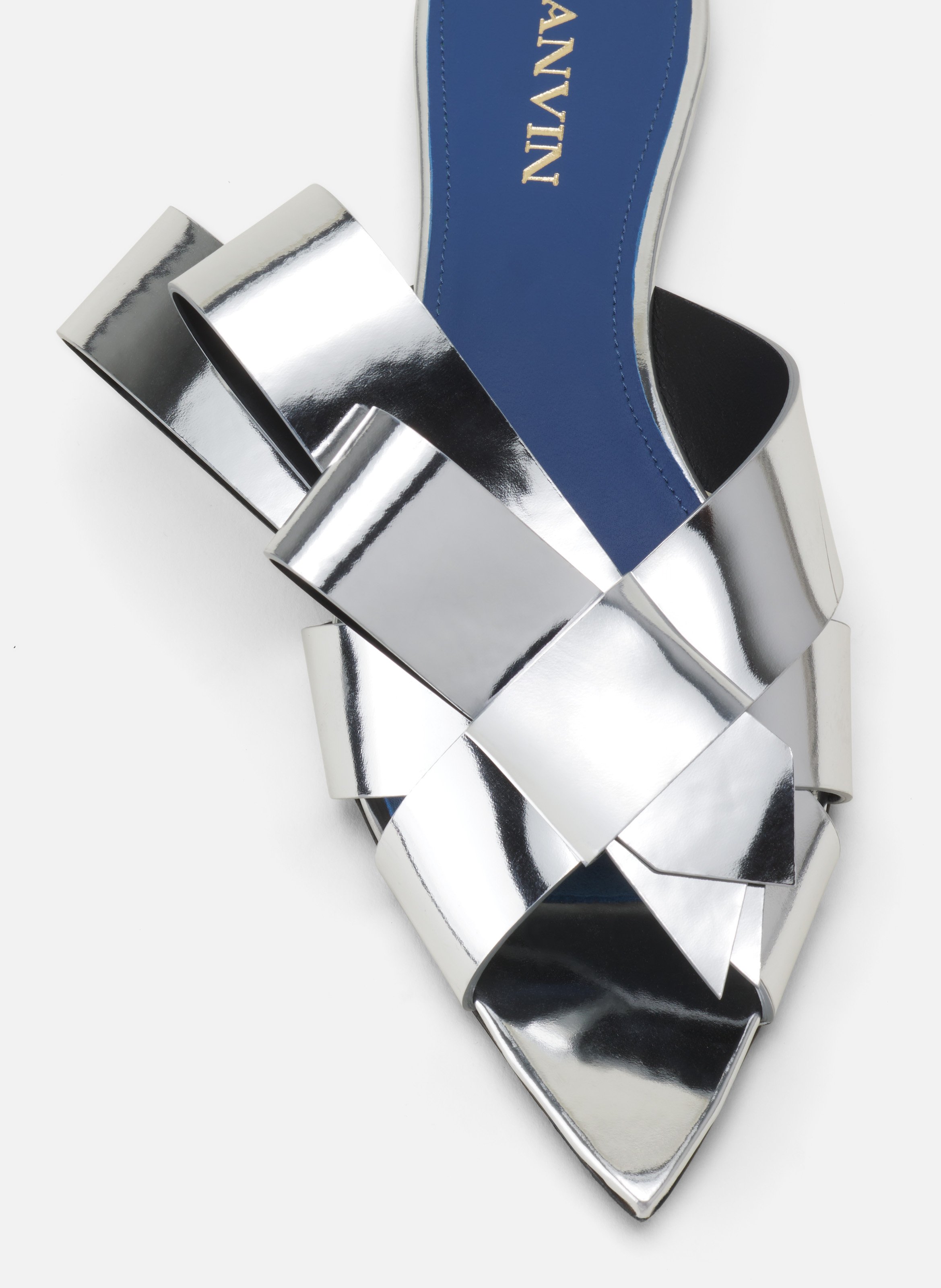 Mule plates cadeau en cuir metallic LANVIN Argent