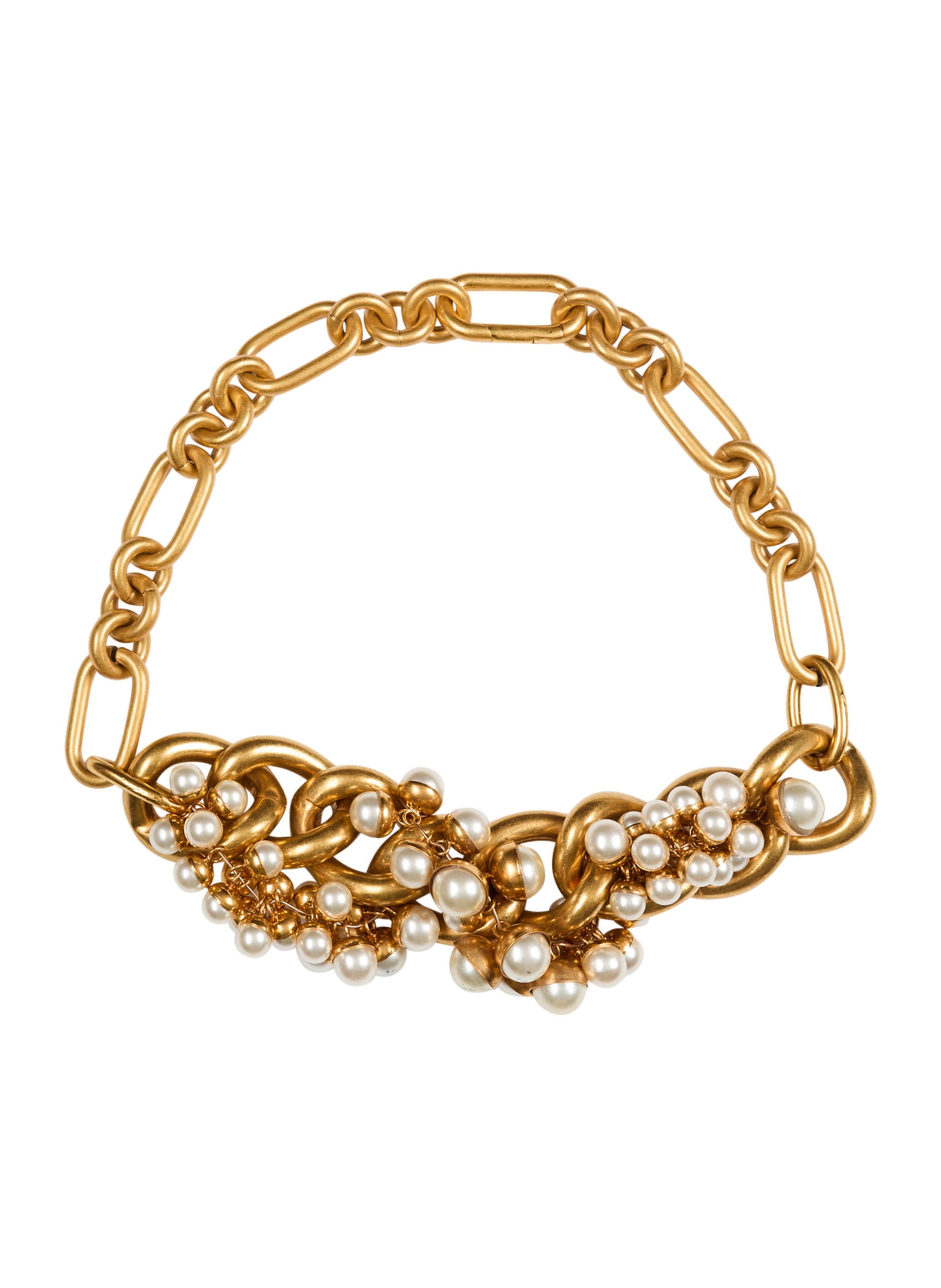 Collier sync en laiton et perles BALMAIN Doré