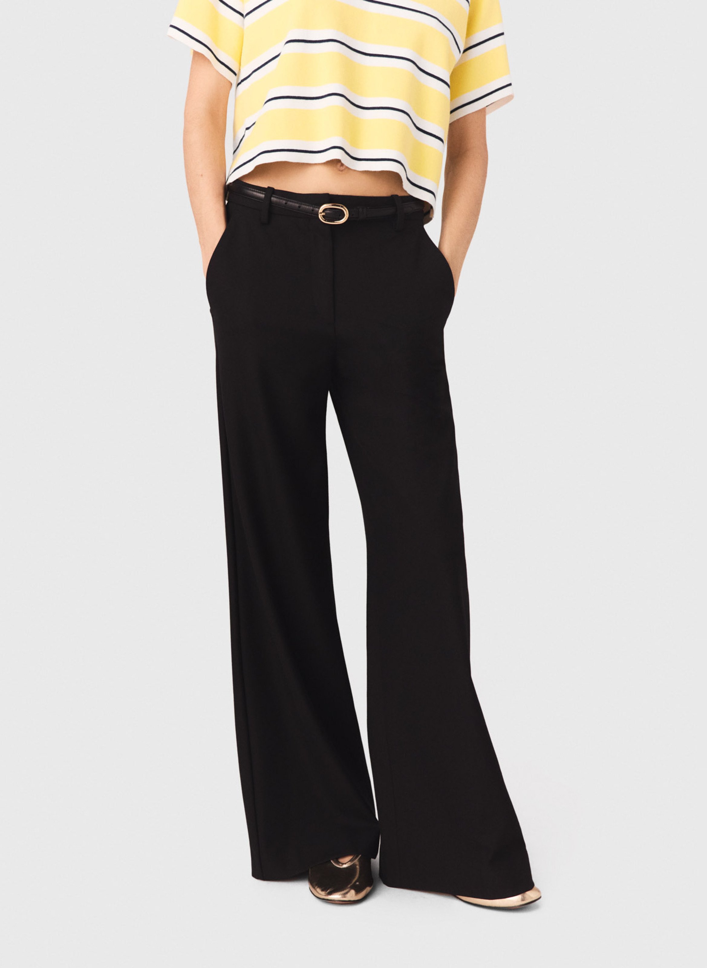 Pantalon flare en laine mélangée MAJE Noir