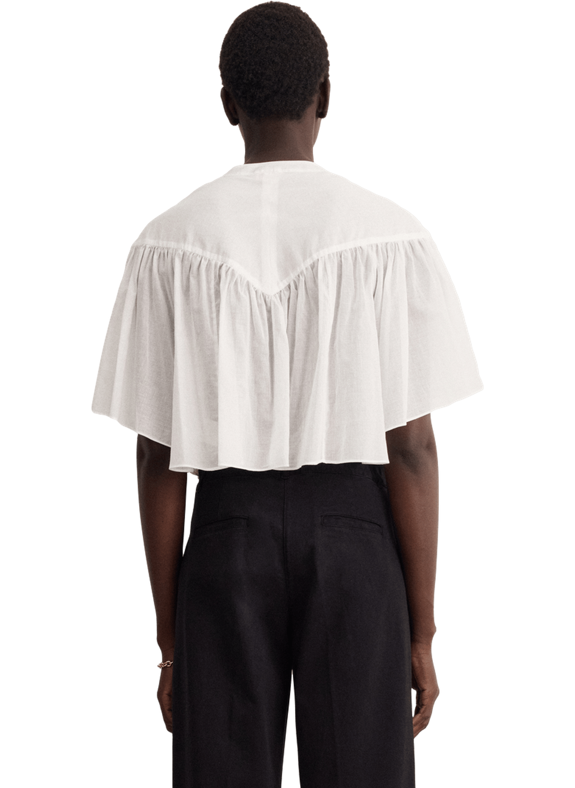 Chemise courte à volants en coton - clary PABLO Beige