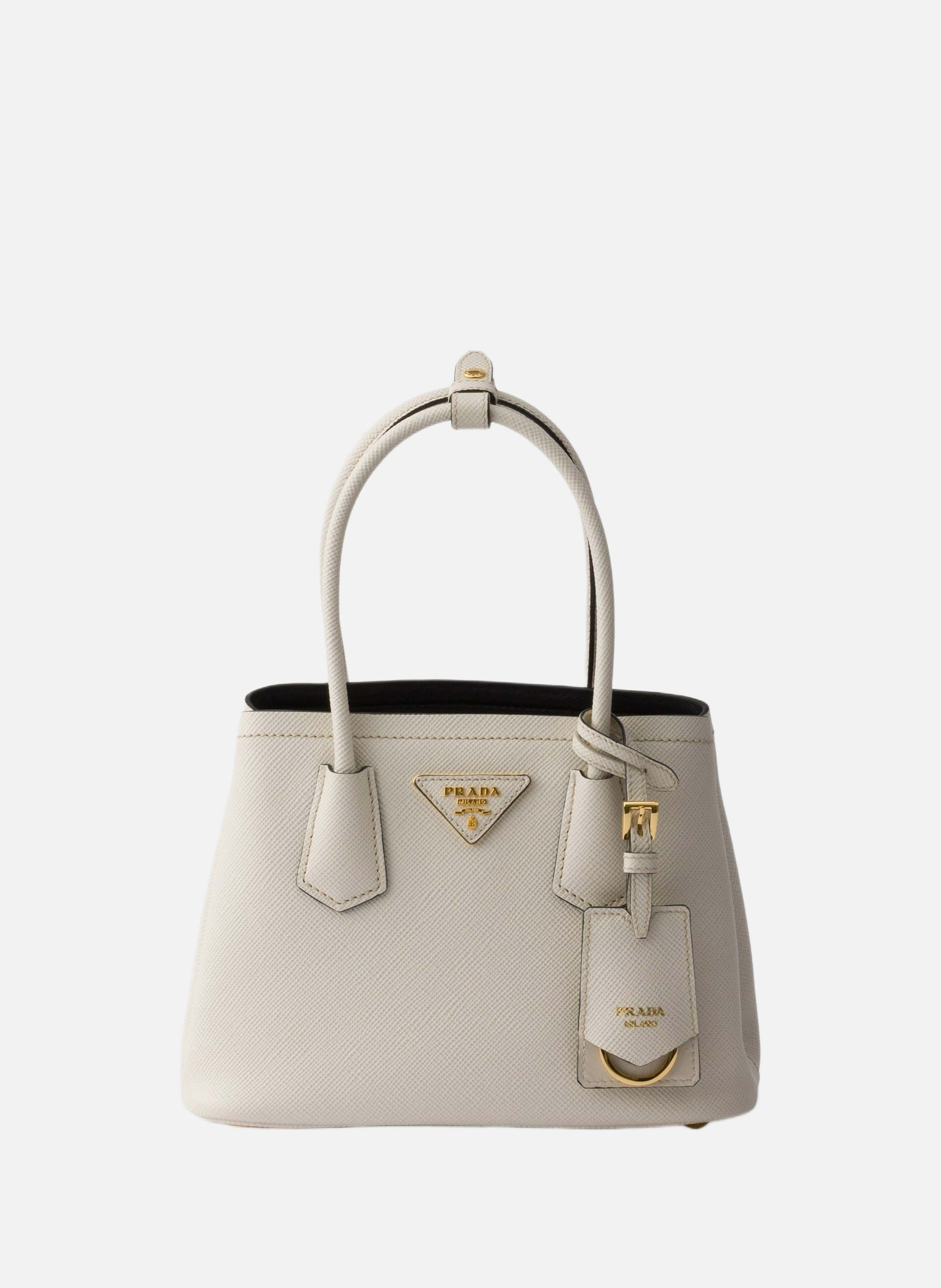 Mini sac prada double en cuir saffiano PRADA Beige