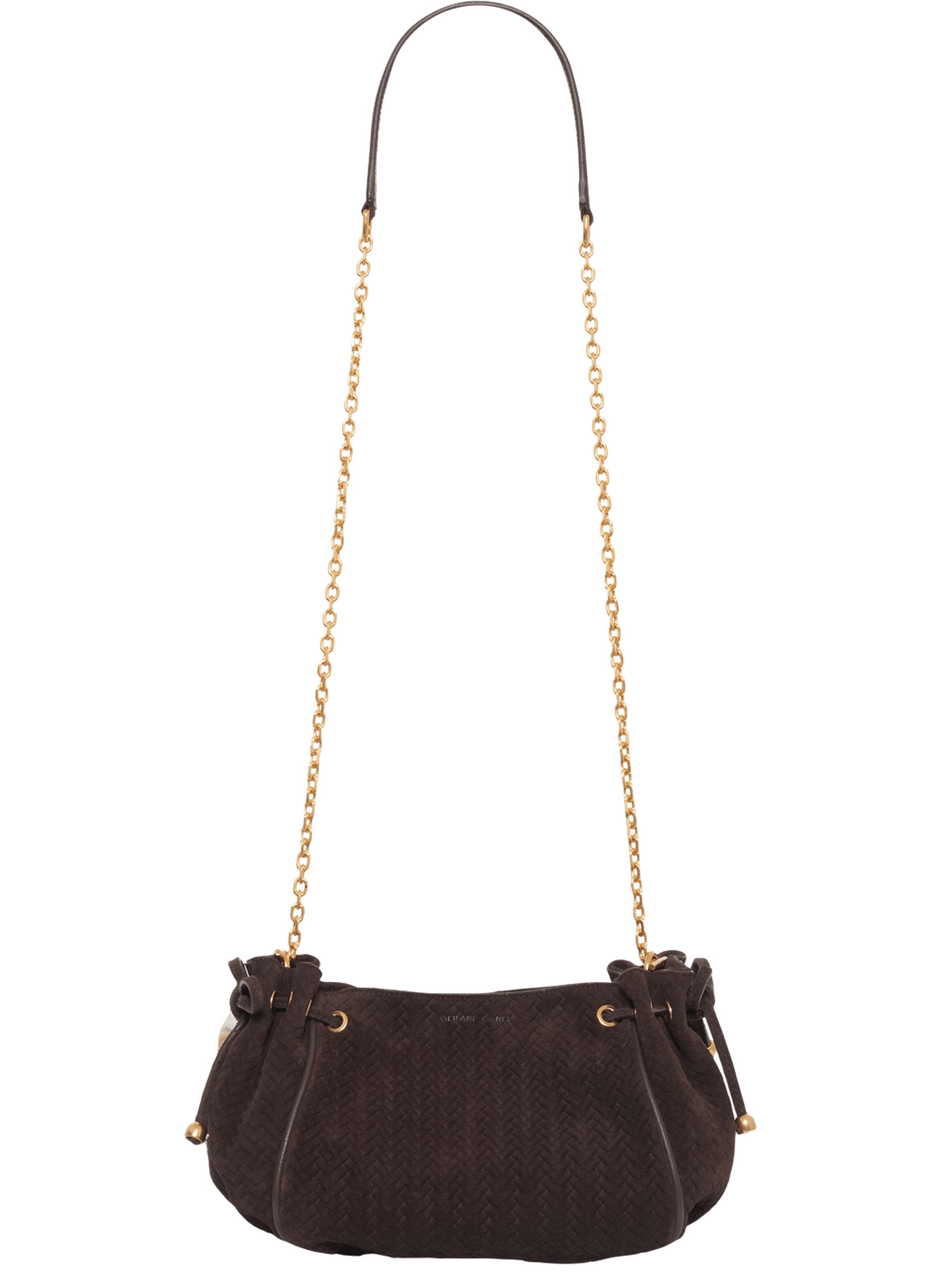 Sac en cuir velours effet tressé - le mini 24 GERARD DAREL Marron