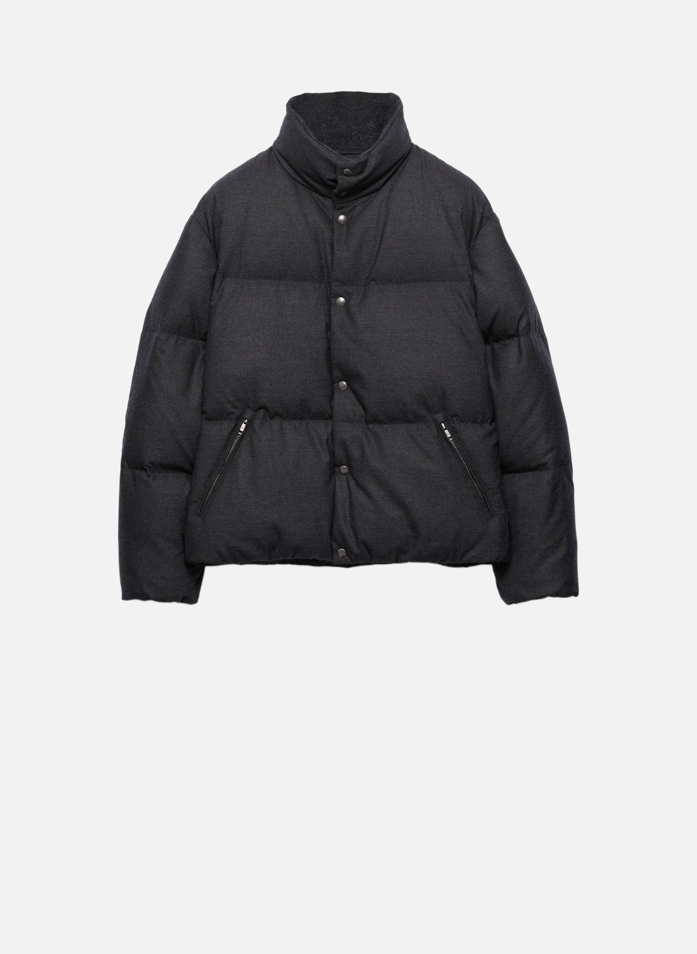 Doudoune en cachemire à matelassage moyen PRADA Gris