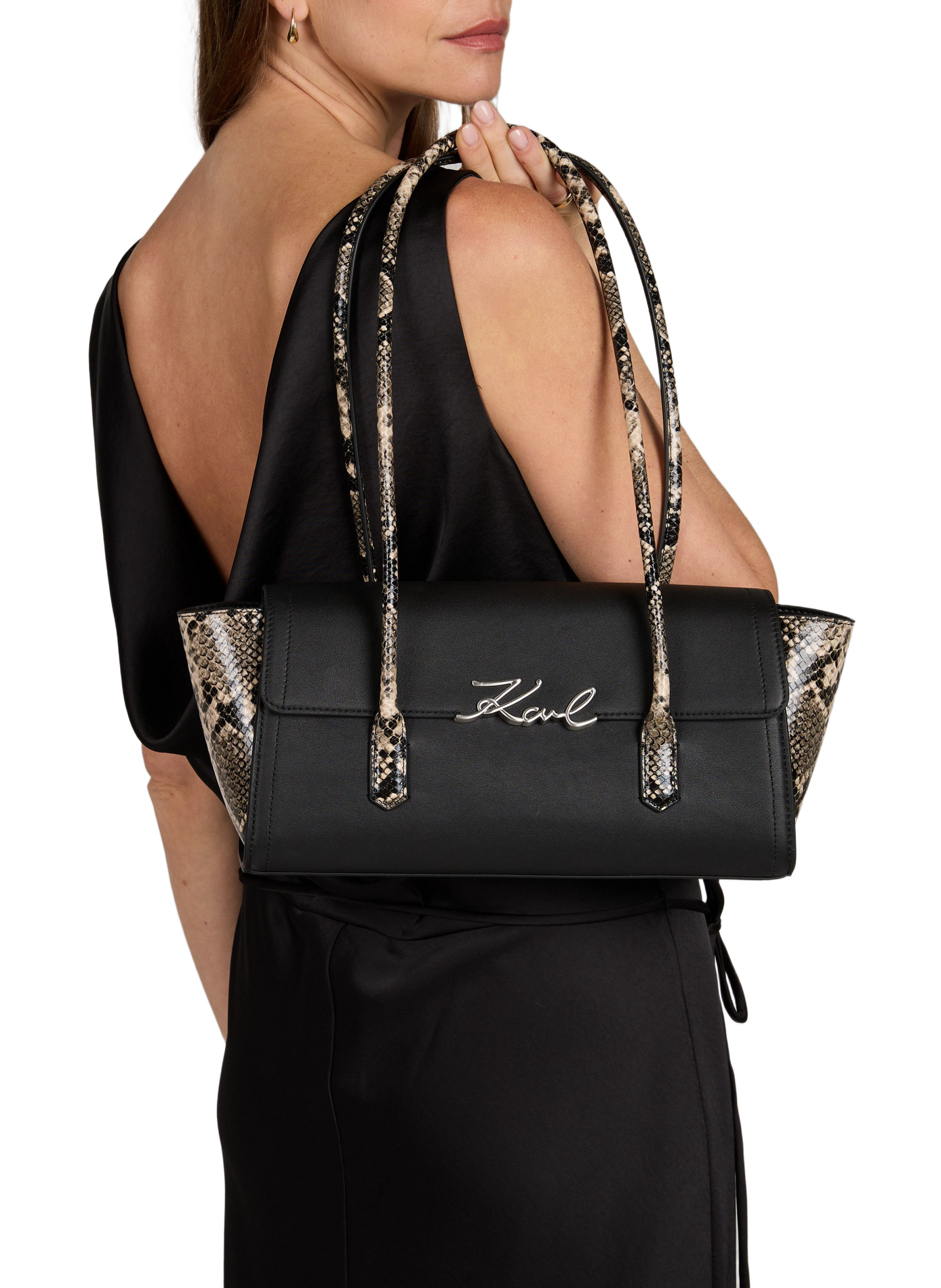 K/Signature shoulder bag in printed mixed leather KARL LAGERFELD No color