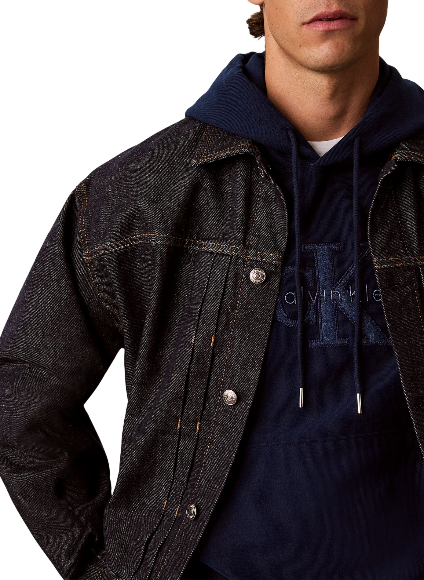 Sweat à capuche en coton mélangé CALVIN KLEIN Blau
