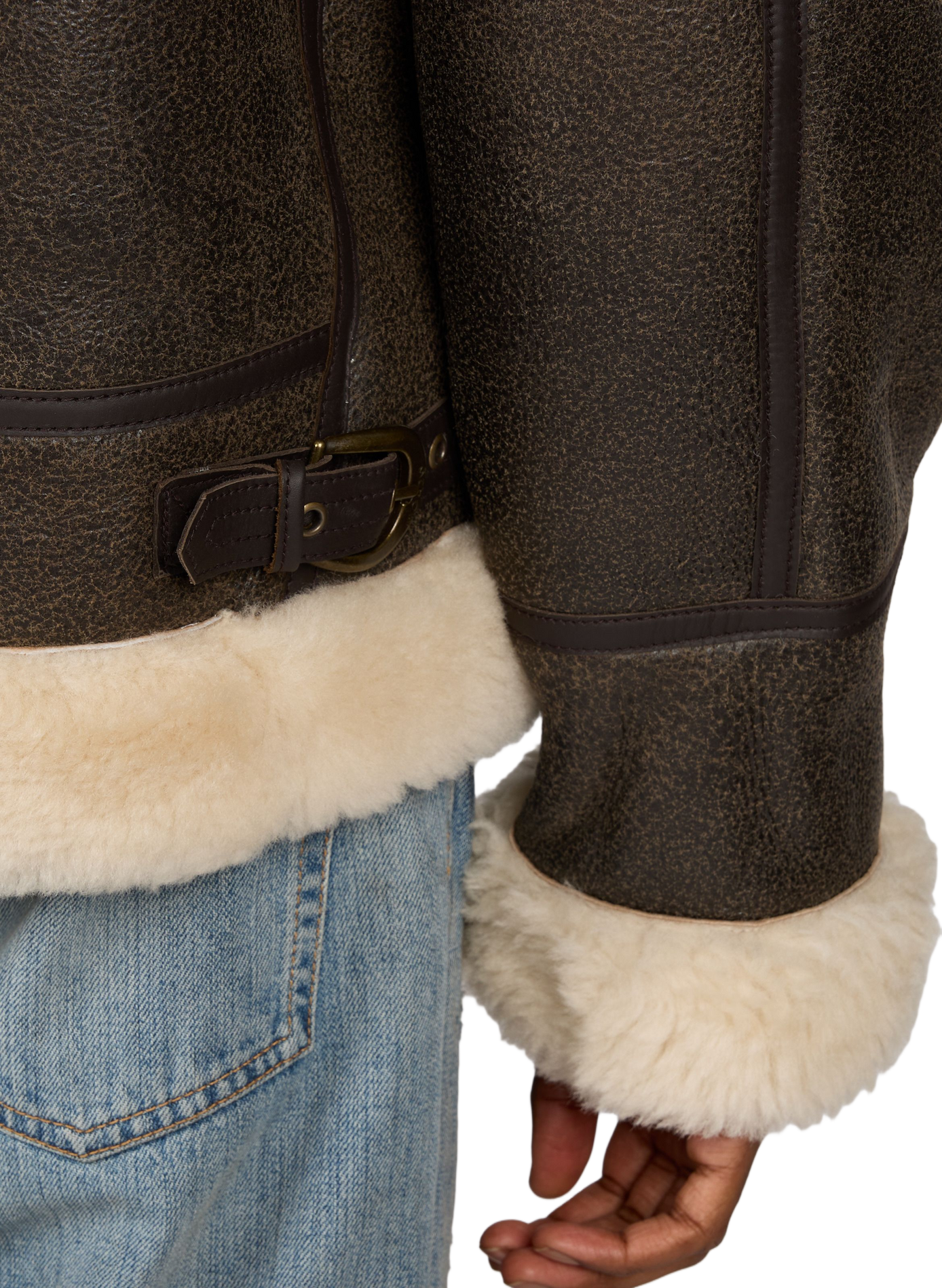 Sheepskin leather bomber jacket SCHOTT Brown