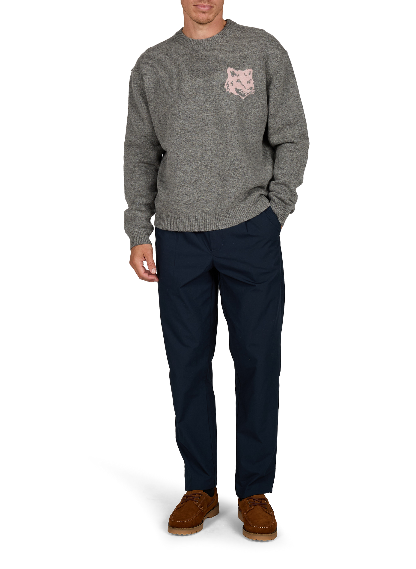 Gerade geschnittener Merinowollpullover MAISON KITSUNÉ Grau