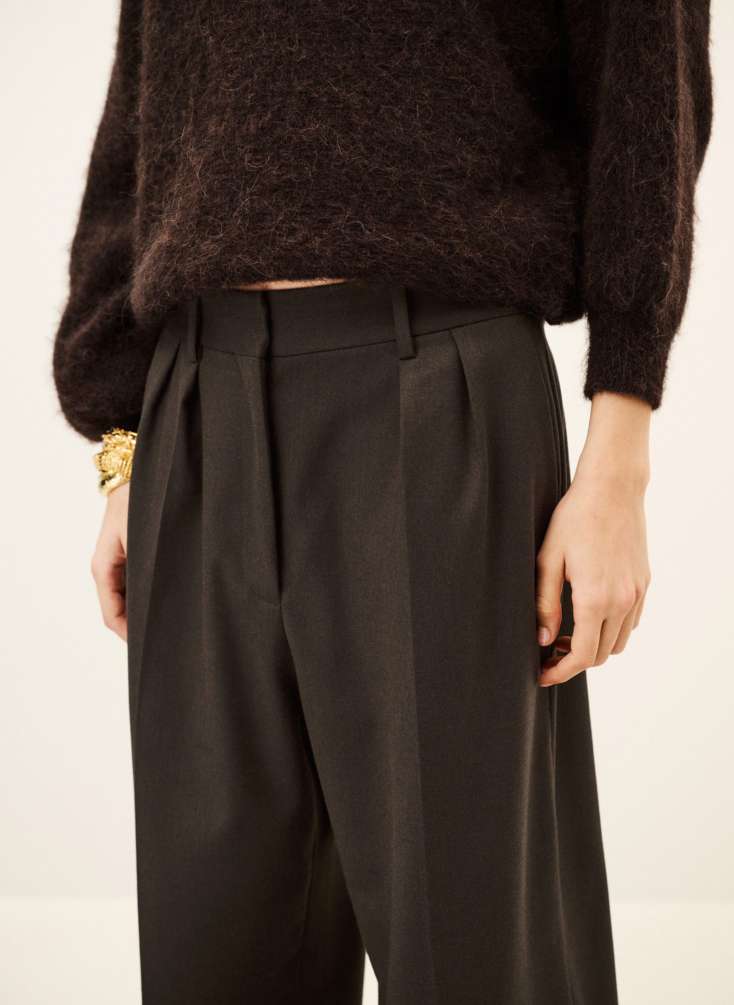 Pantalon large à pinces uni twani | Marron BA&SH Femme