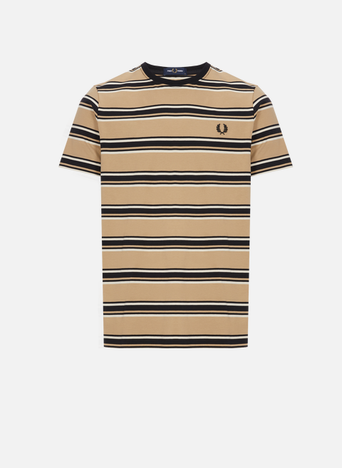 Striped cotton T-shirt BrownFRED PERRY 
