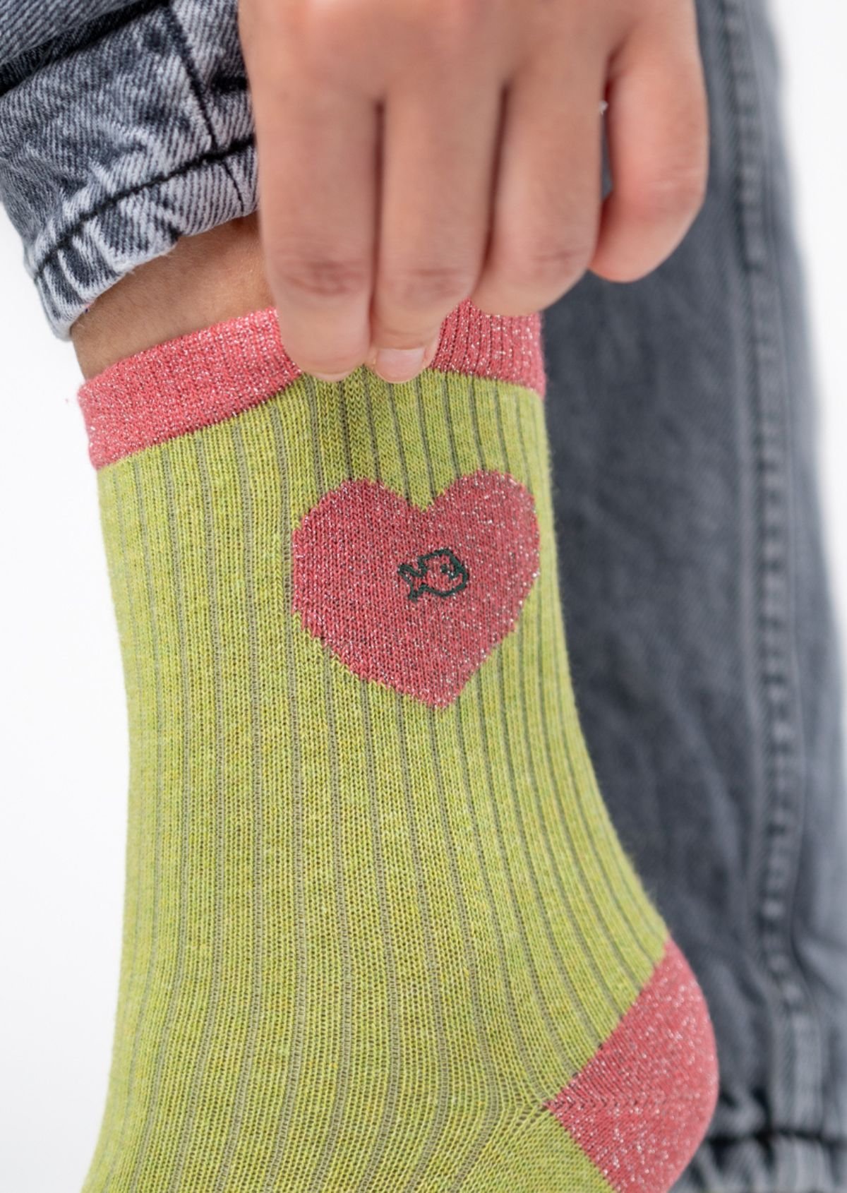 Chaussettes en coton peigné coeur BILLYBELT Vert