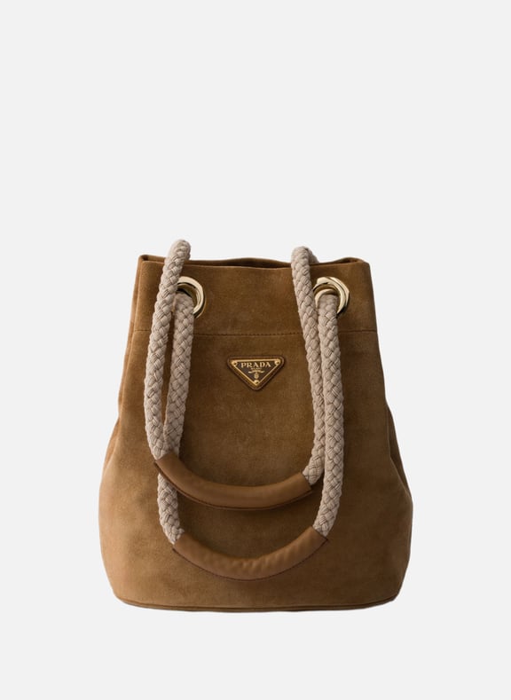 Petit sac seau prada mariner en daim Marron by PRADA PRADA Petit sac seau prada mariner en daim Marron