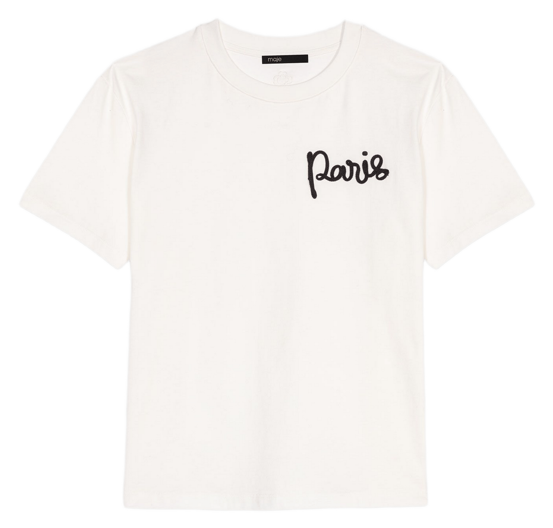 Tee-shirt col rond en coton MAJE Blanc
