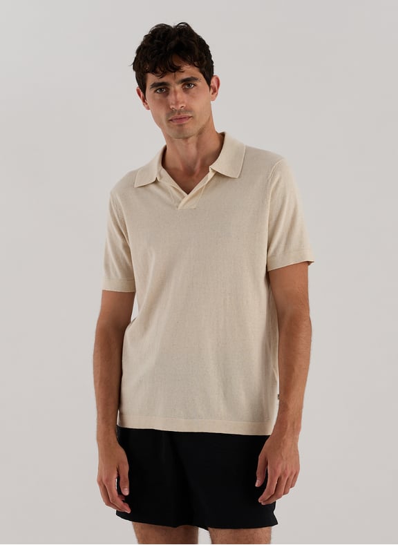 Cotton and linen polo shirt Beige by NN.07 NN.07 Cotton and linen polo shirt Beige