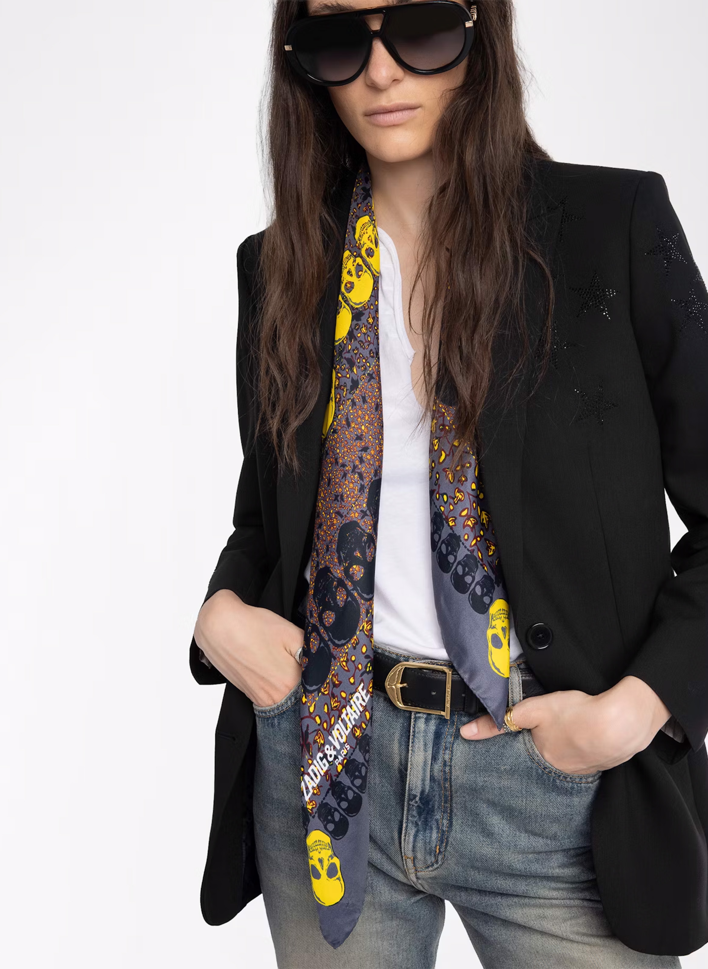 Foulard imprimé debbie 85 ZADIG&VOLTAIRE Gris