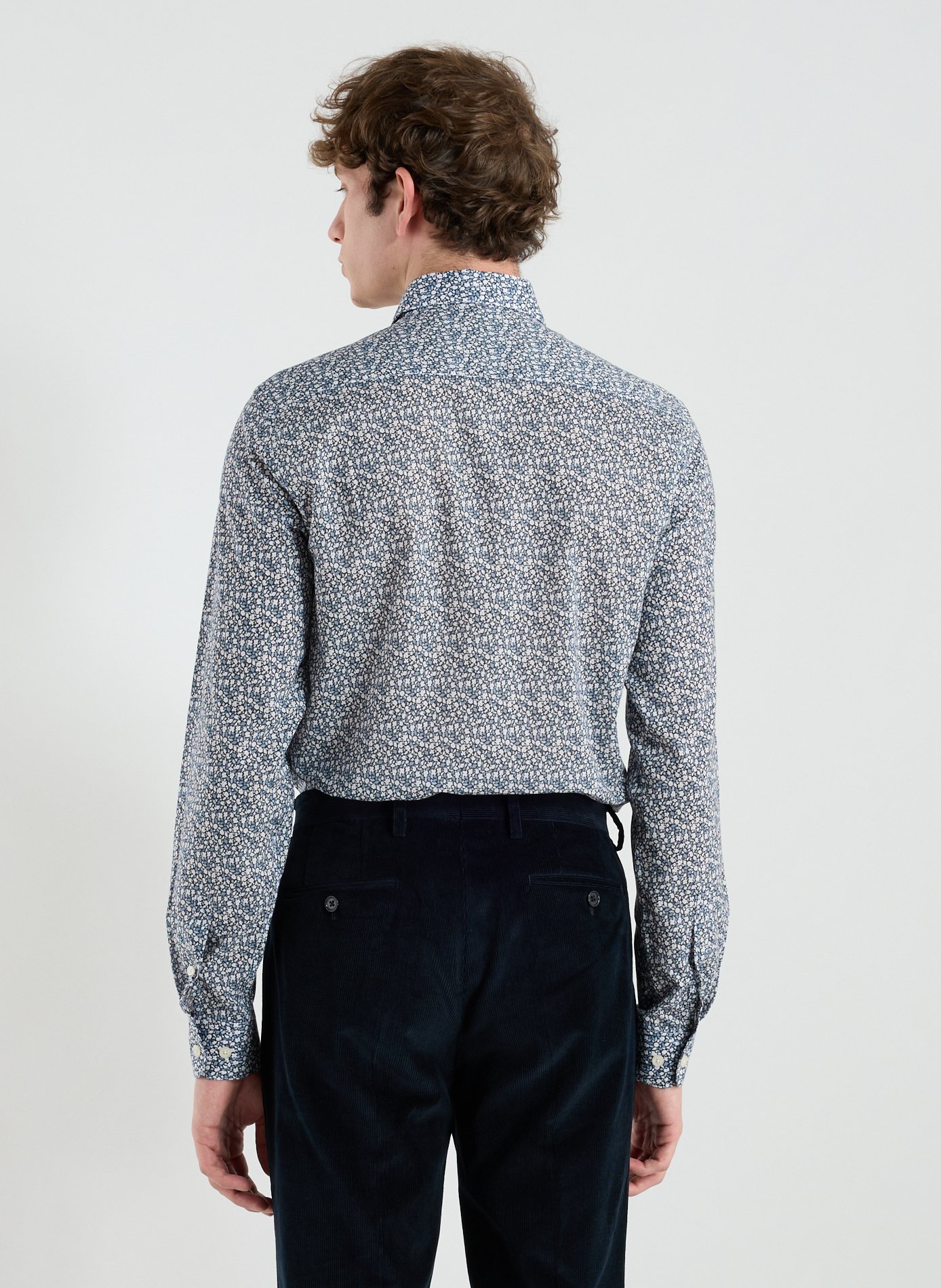 Cotton shirt with floral prints AU PRINTEMPS PARIS Blue