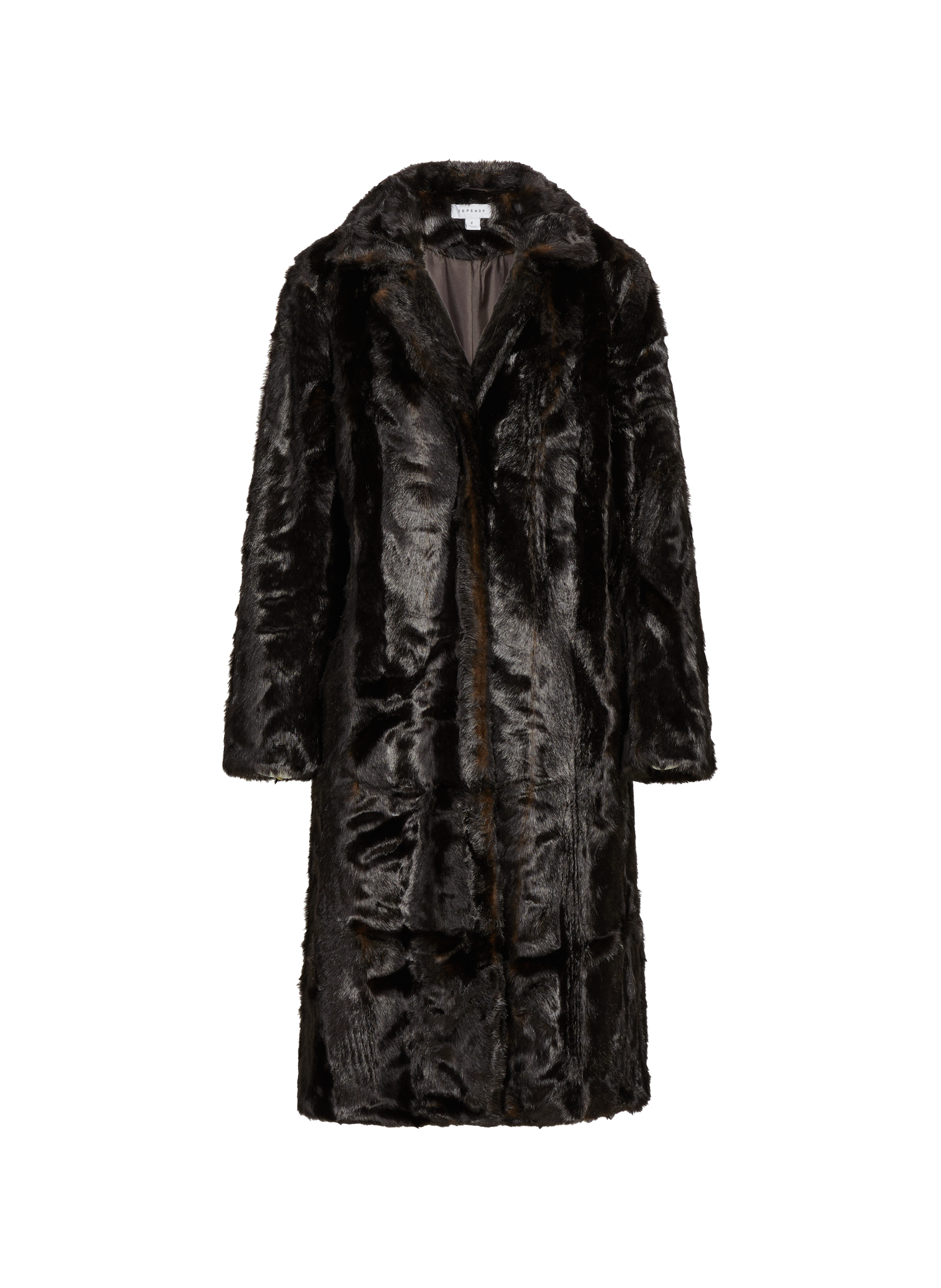 TOPSHOP Manteau long aspect fourrure  Marron