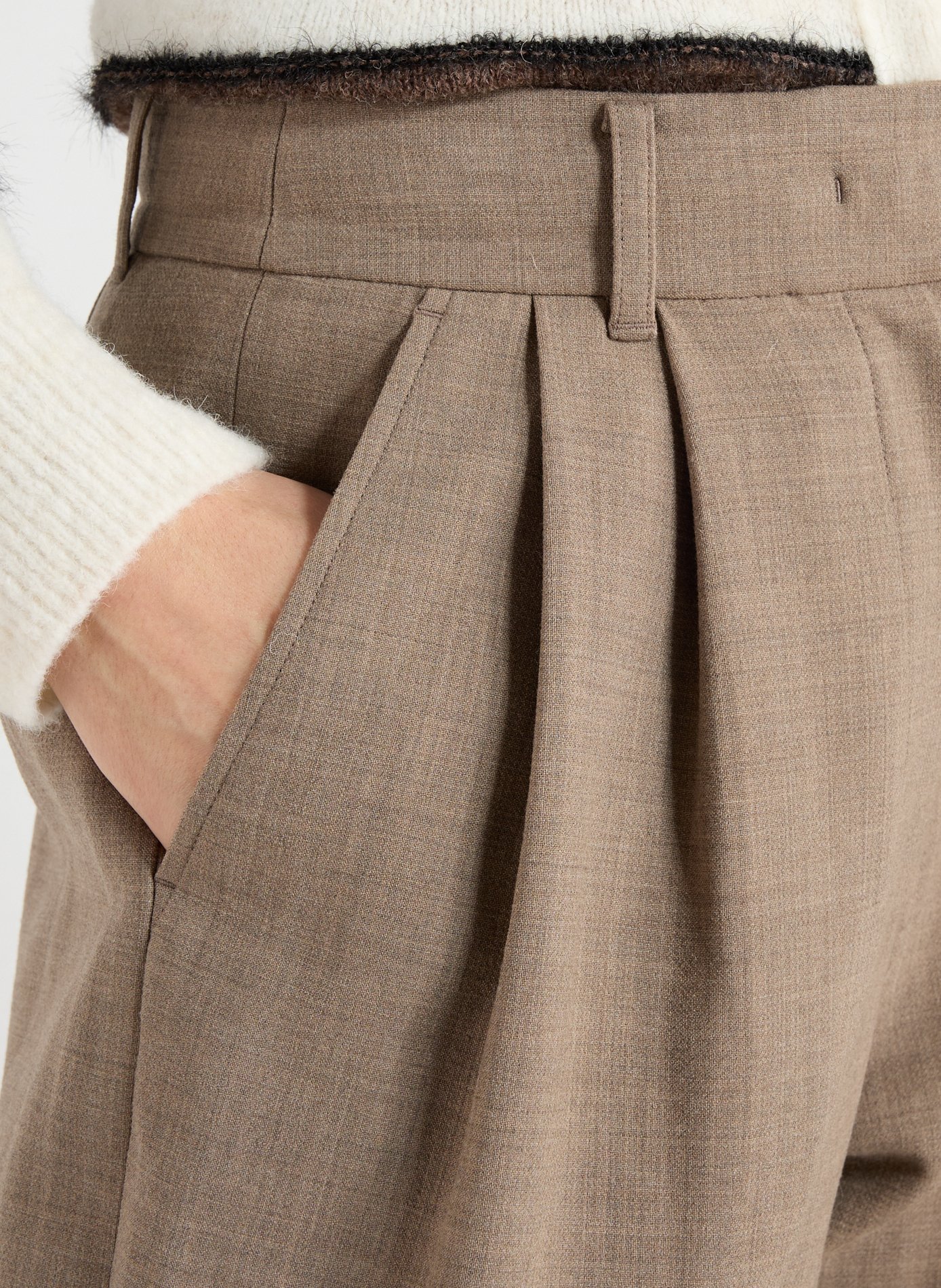 Straight wool-blend trousers  SANDBEIGE Beige